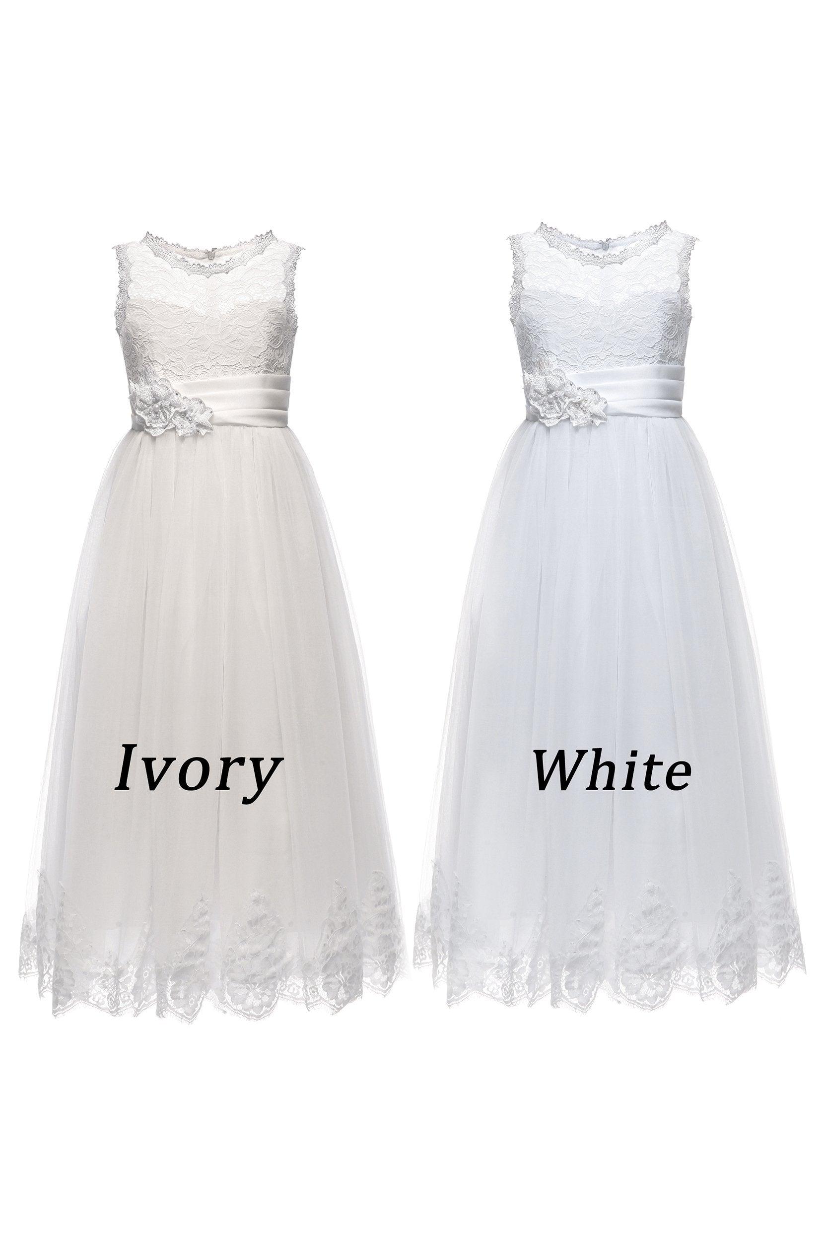 A-Line Floor Length Tulle Lace Flower Girl Dress CF0298 - COCOMELODY