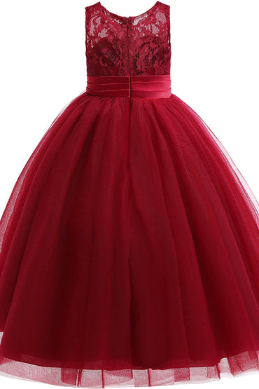 A-Line Floor Length Tulle Lace Flower Girl Dress CF0298