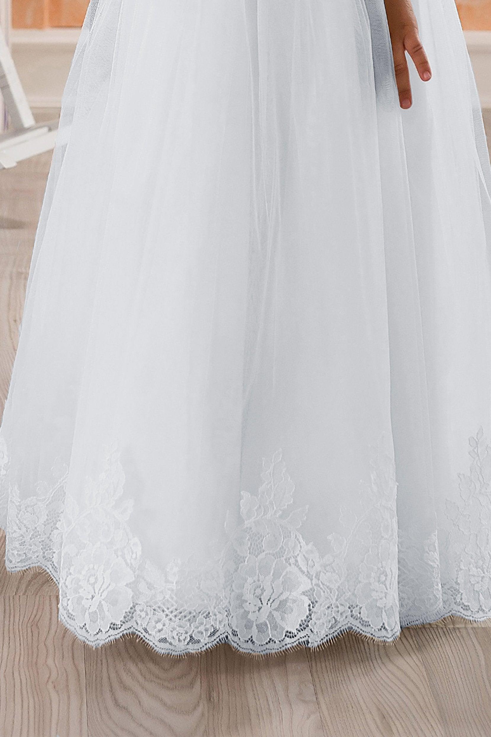 A-Line Floor Length Tulle Lace Flower Girl Dress CF0298 - COCOMELODY