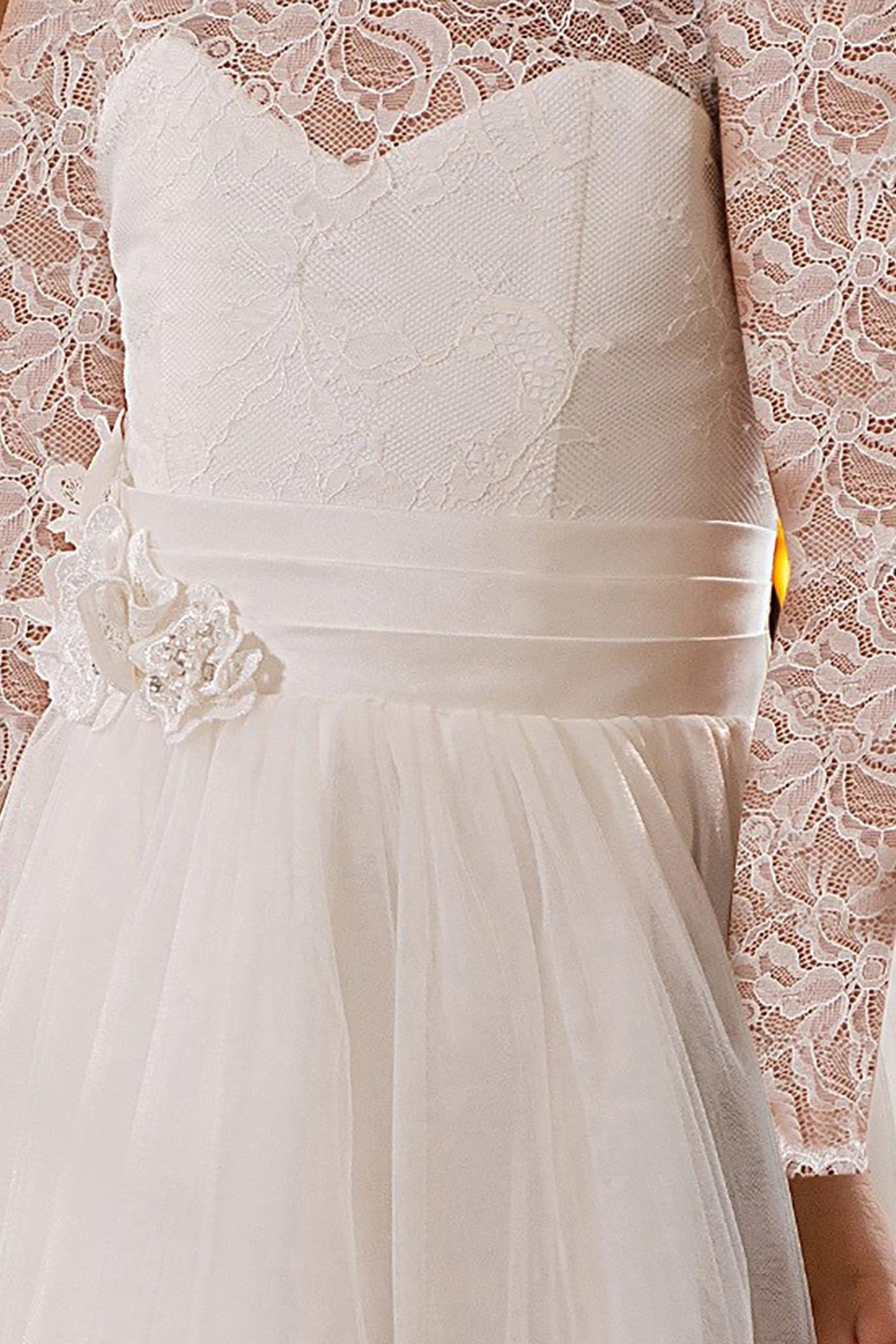 A-Line Floor Length Tulle Lace Flower Girl Dress CF0298 - COCOMELODY