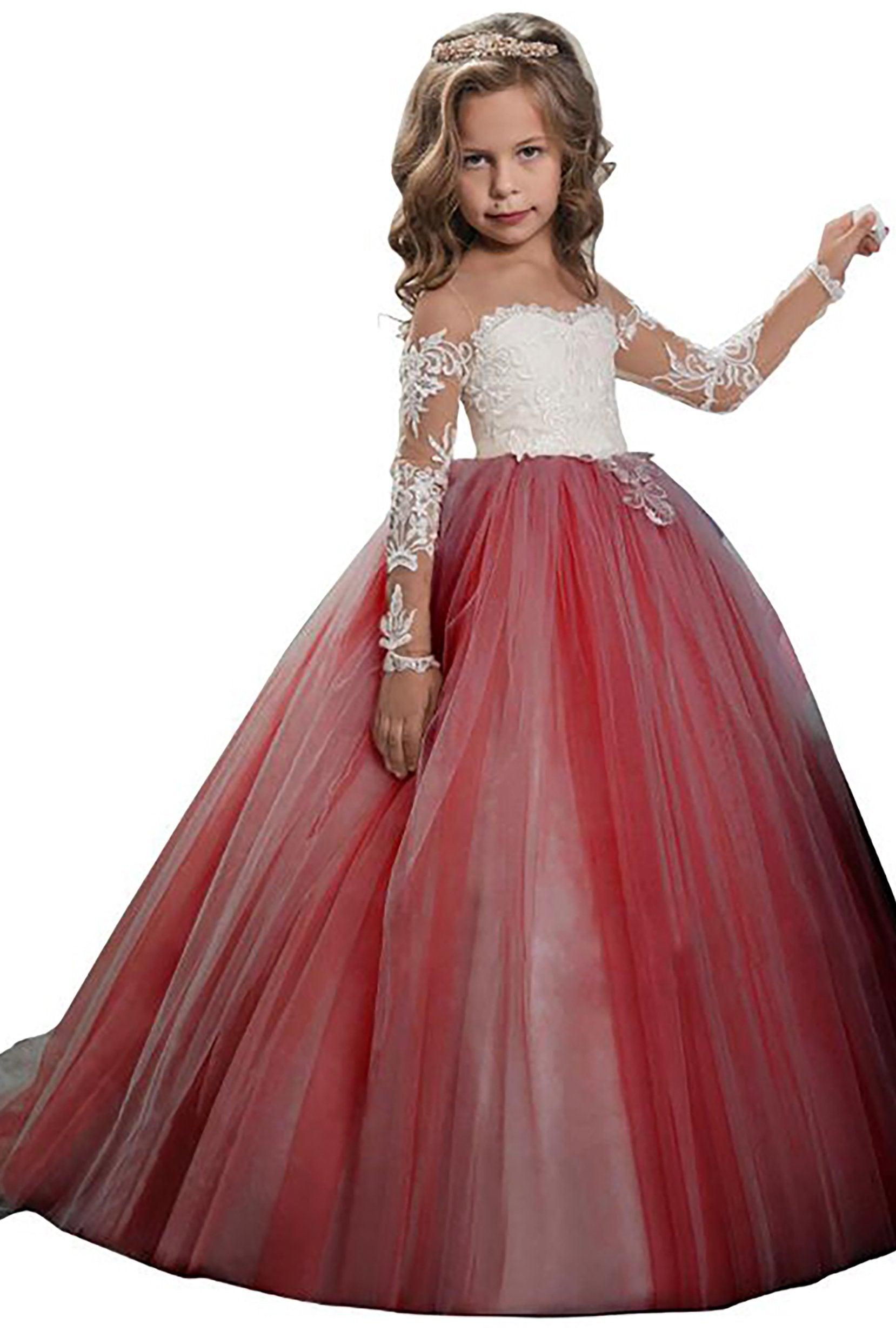 A-Line Floor Length Tulle Lace Flower Girl Dress CF0303 - COCOMELODY