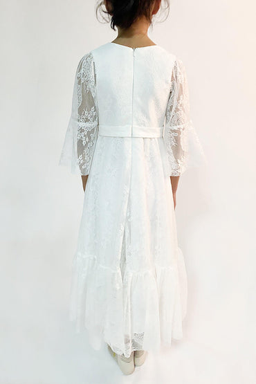 A-Line Floor Length Tulle Lace Flower Girl Dress CF0306 - COCOMELODY