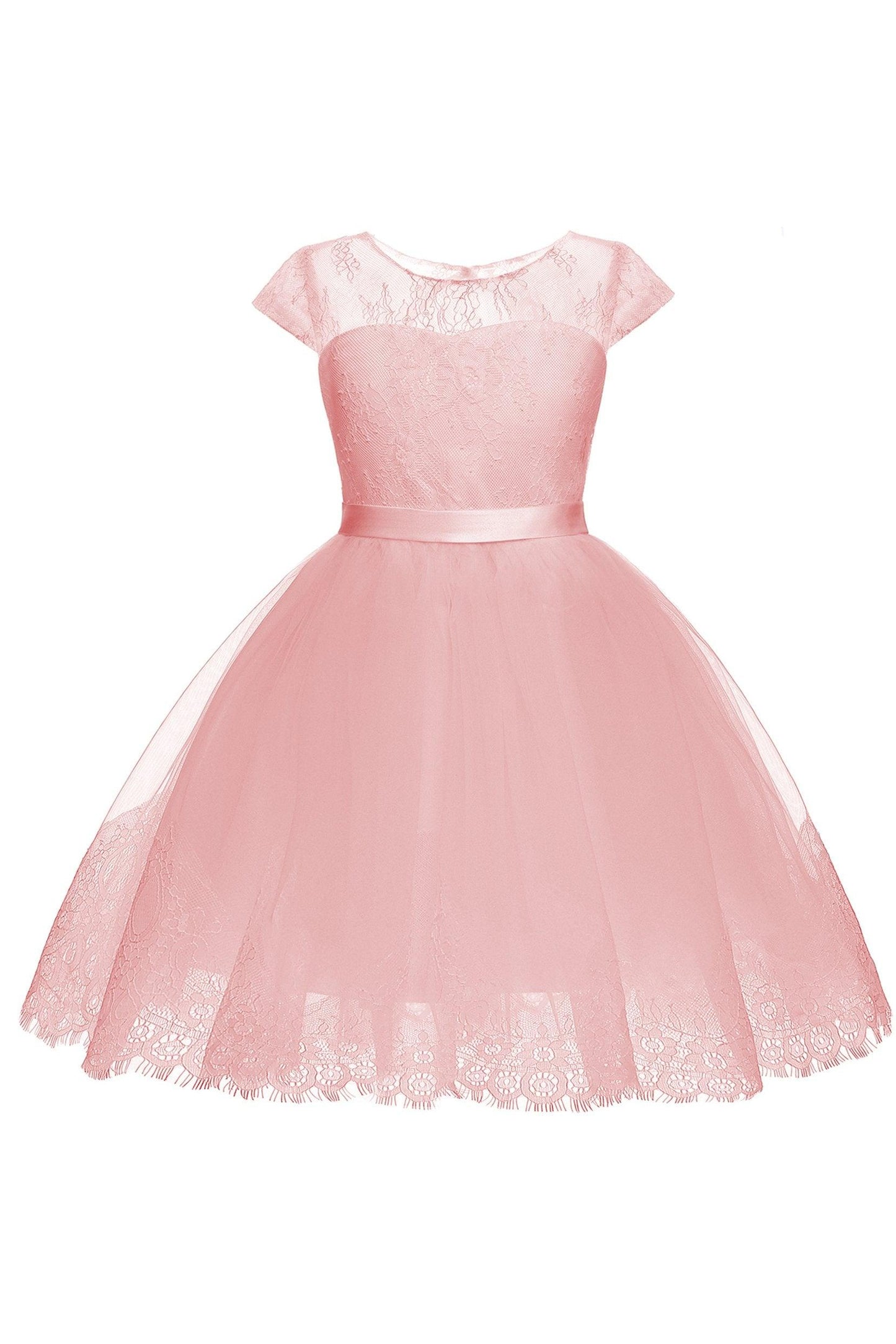 A-Line Knee Length Tulle Lace Flower Girl Dress CF0307 - COCOMELODY