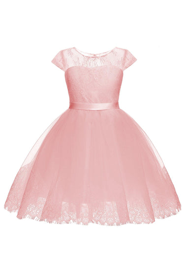 A-Line Knee Length Tulle Lace Flower Girl Dress CF0307 - COCOMELODY