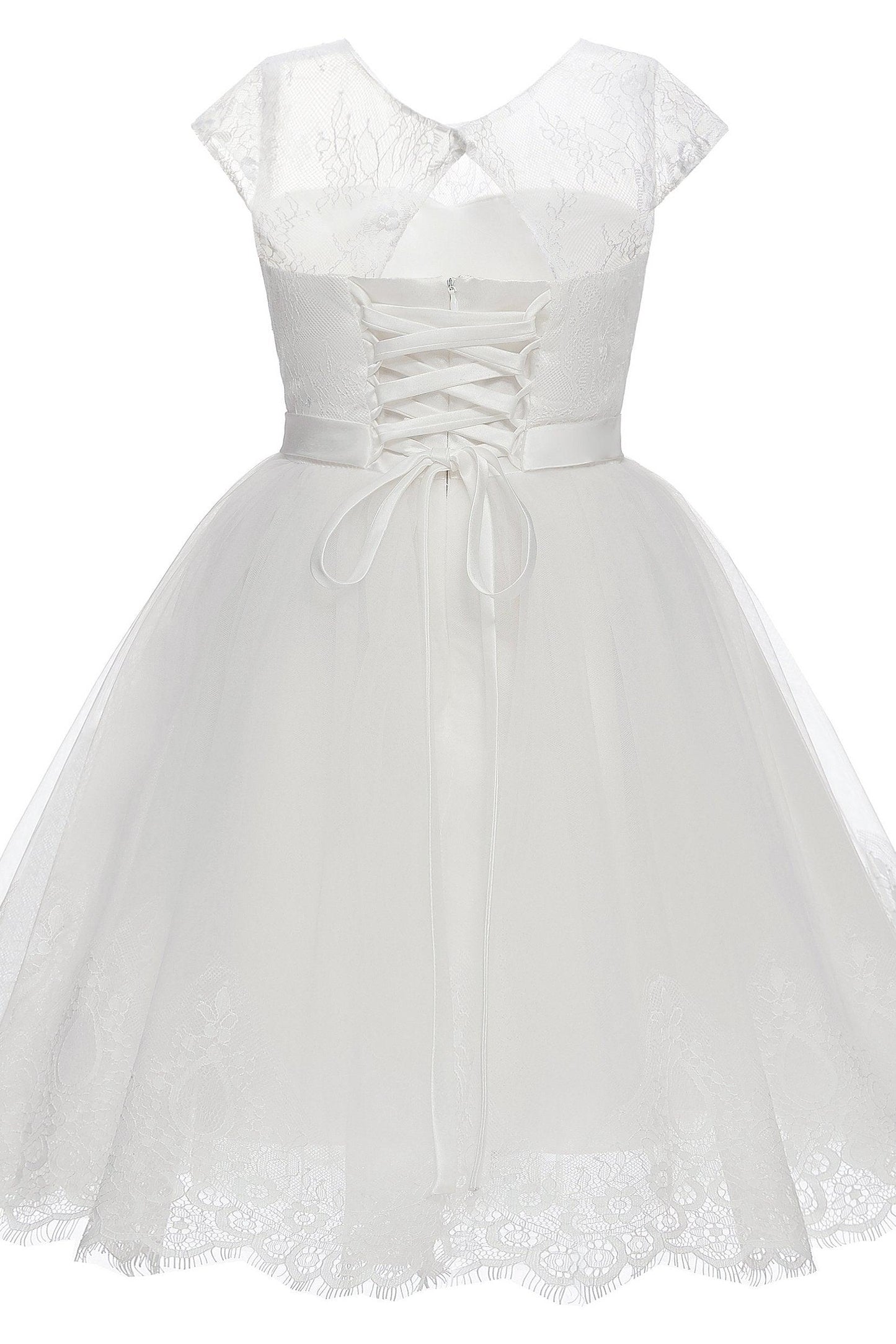 A-Line Knee Length Tulle Lace Flower Girl Dress CF0307 - COCOMELODY