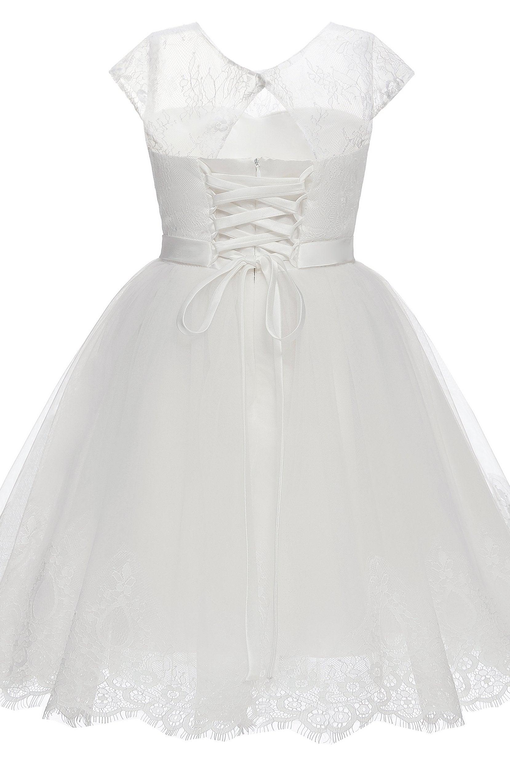 A-Line Knee Length Tulle Lace Flower Girl Dress CF0307 - COCOMELODY