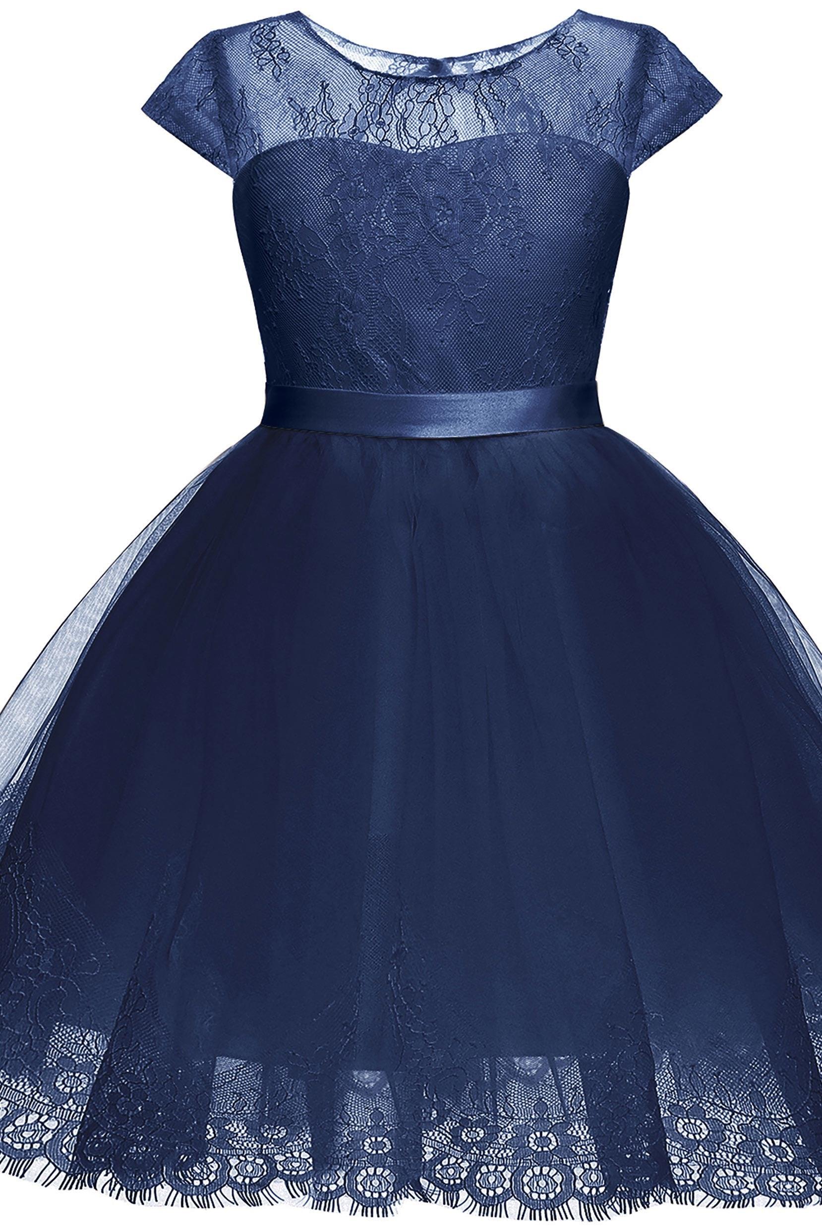 A-Line Knee Length Tulle Lace Flower Girl Dress CF0307 - COCOMELODY
