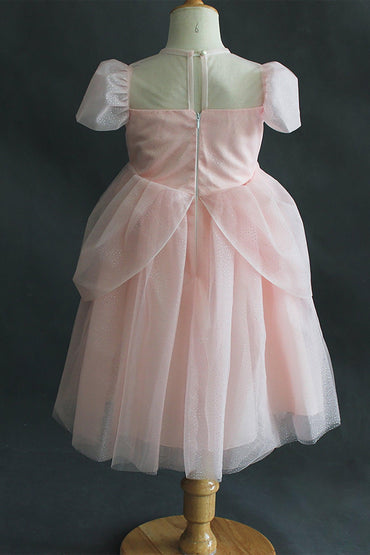 A-Line Knee Length Tulle Lace Flower Girl Dress CF0309 - COCOMELODY