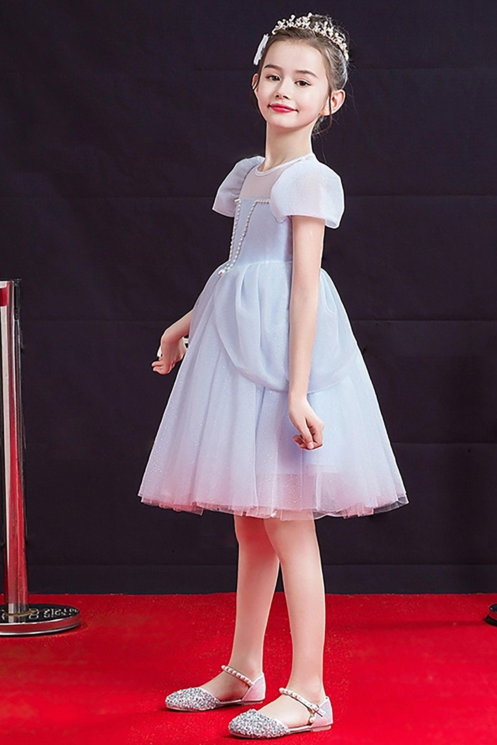 A-Line Knee Length Tulle Lace Flower Girl Dress CF0309 - COCOMELODY
