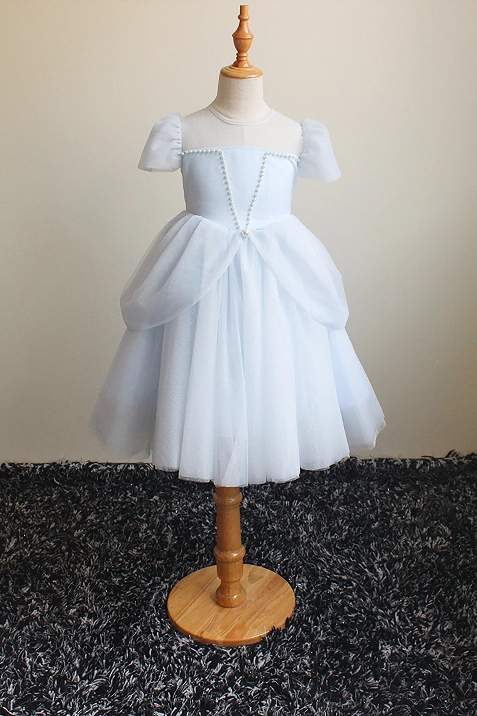 A-Line Knee Length Tulle Lace Flower Girl Dress CF0309 - COCOMELODY