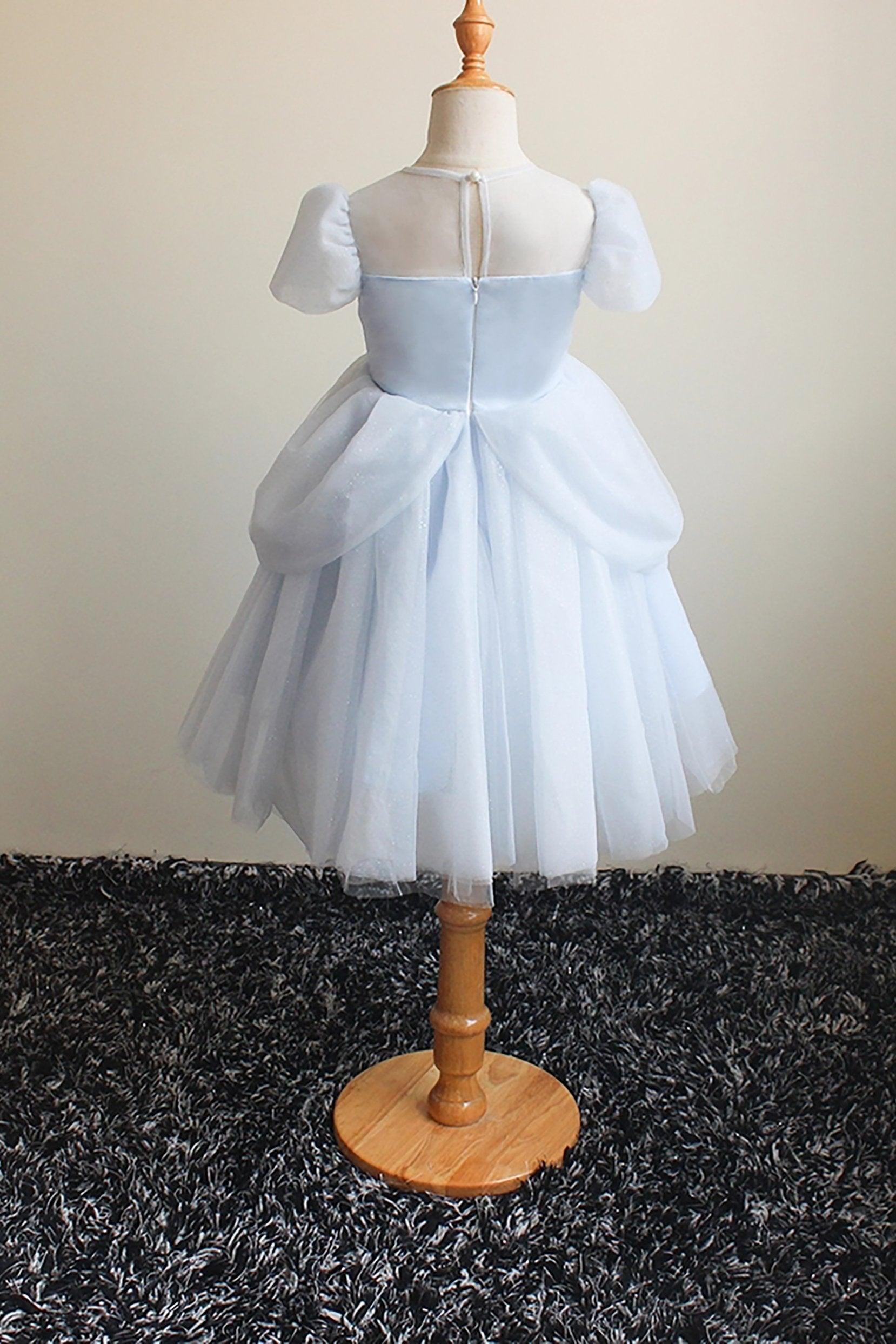 A-Line Knee Length Tulle Lace Flower Girl Dress CF0309 - COCOMELODY