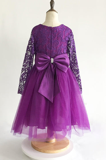 A-Line Floor Length Tulle Lace Flower Girl Dress CF0310 - COCOMELODY