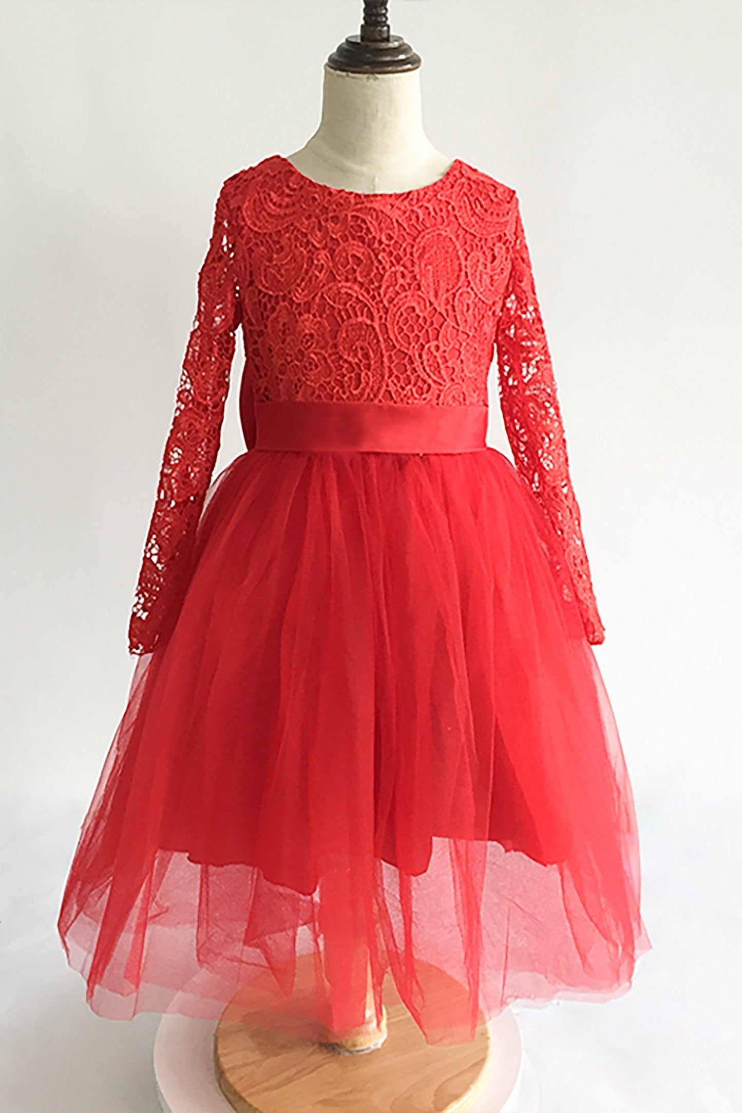 A-Line Floor Length Tulle Lace Flower Girl Dress CF0310