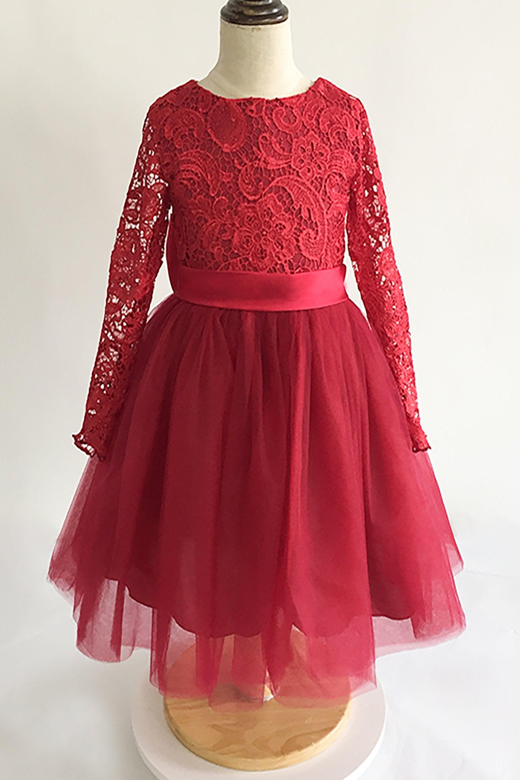 A-Line Floor Length Tulle Lace Flower Girl Dress CF0310 - COCOMELODY