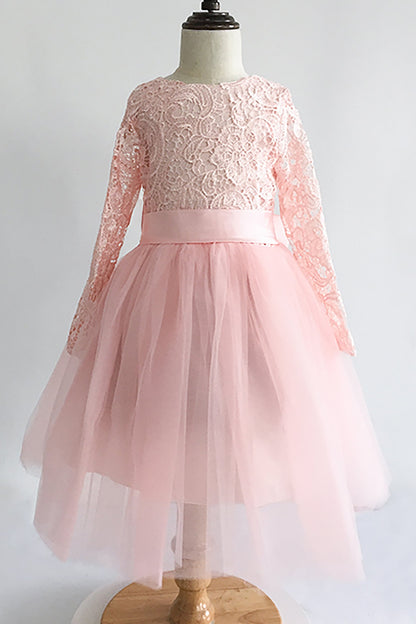 A-Line Floor Length Tulle Lace Flower Girl Dress CF0310