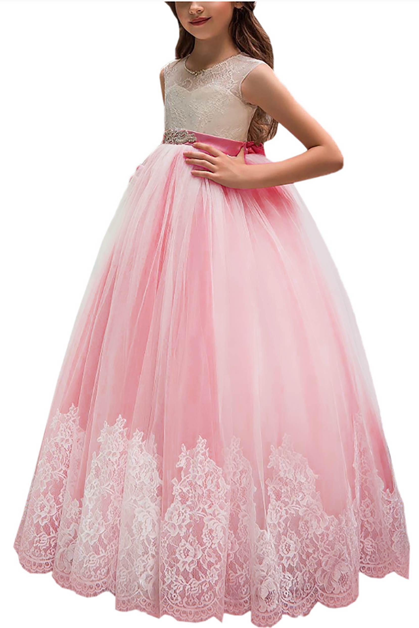 A-Line Floor Length Tulle Lace Flower Girl Dress CF0311 - COCOMELODY