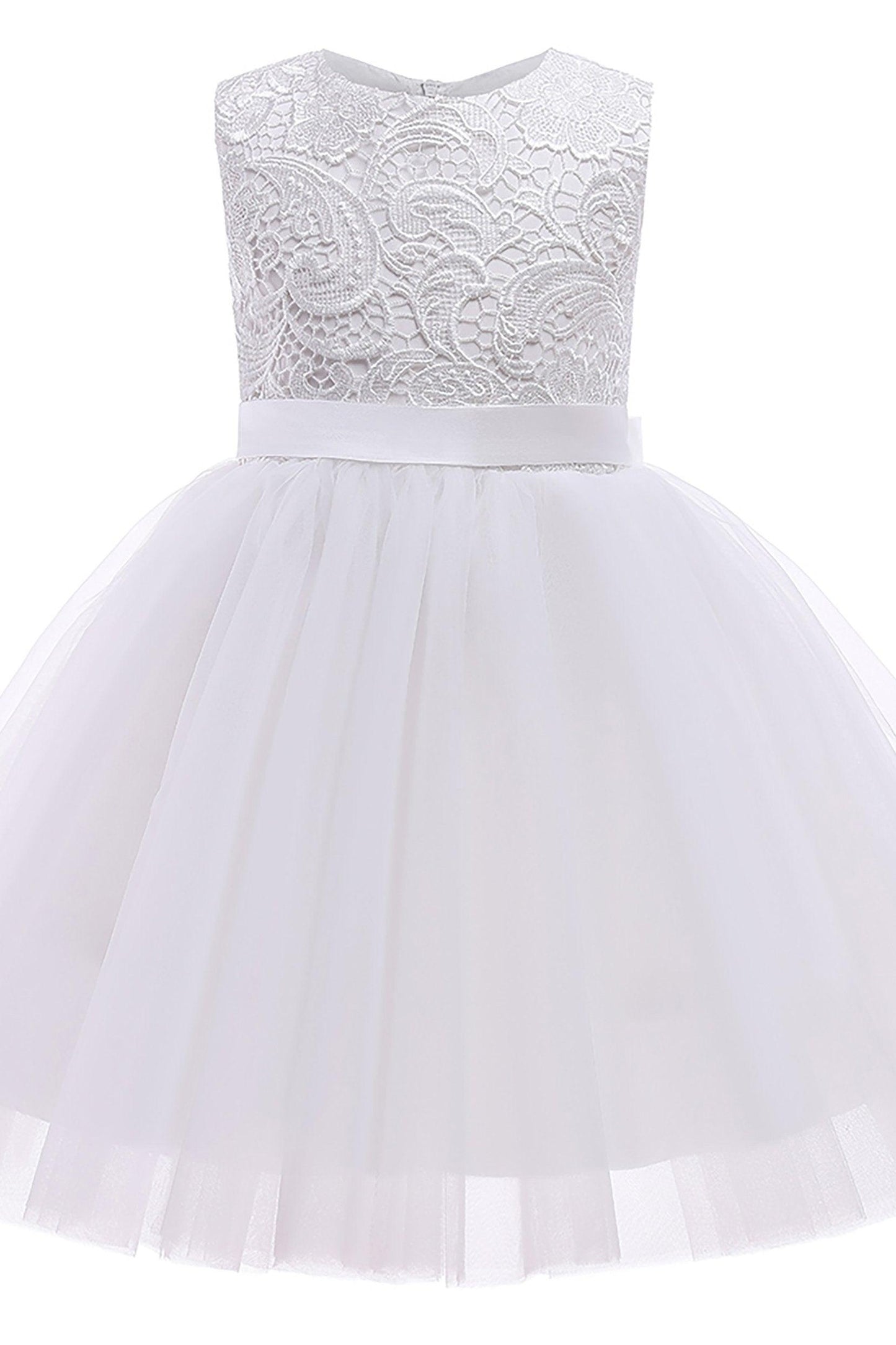 A-Line Tea Length Tulle Lace Flower Girl Dress CF0312