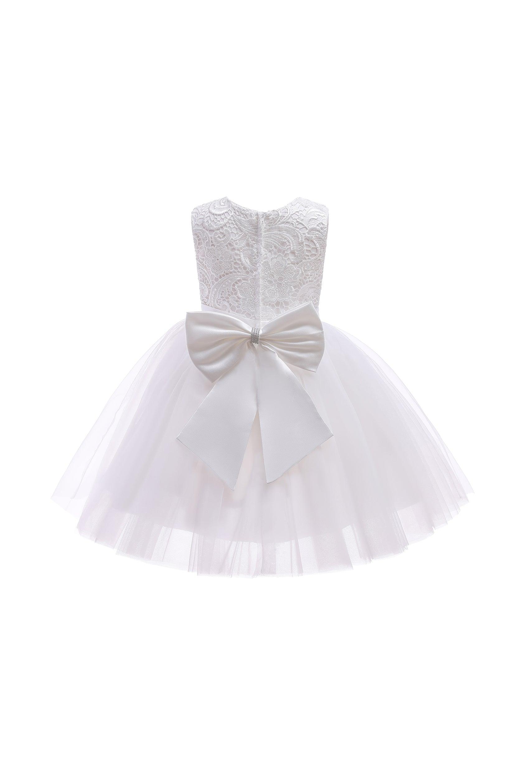 A-Line Tea Length Tulle Lace Flower Girl Dress CF0312 - COCOMELODY
