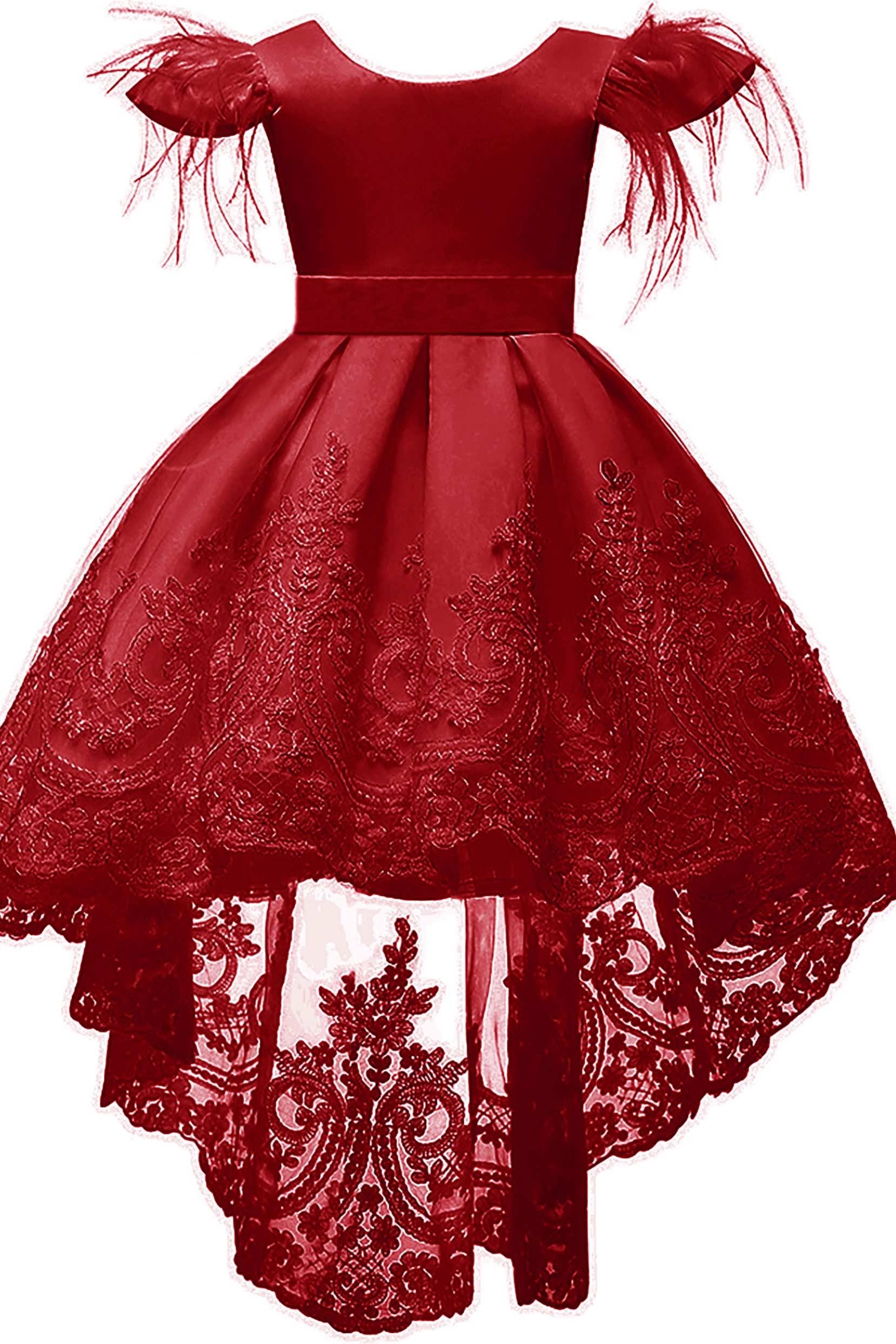 A-Line High-Low Tulle Lace Flower Girl Dress CF0313 - COCOMELODY