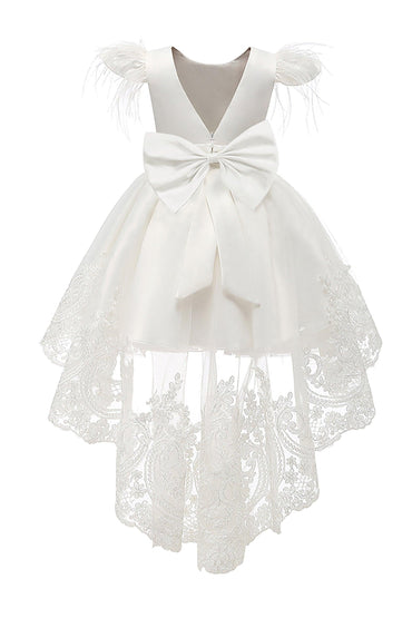 A-Line High-Low Tulle Lace Flower Girl Dress CF0313 - COCOMELODY