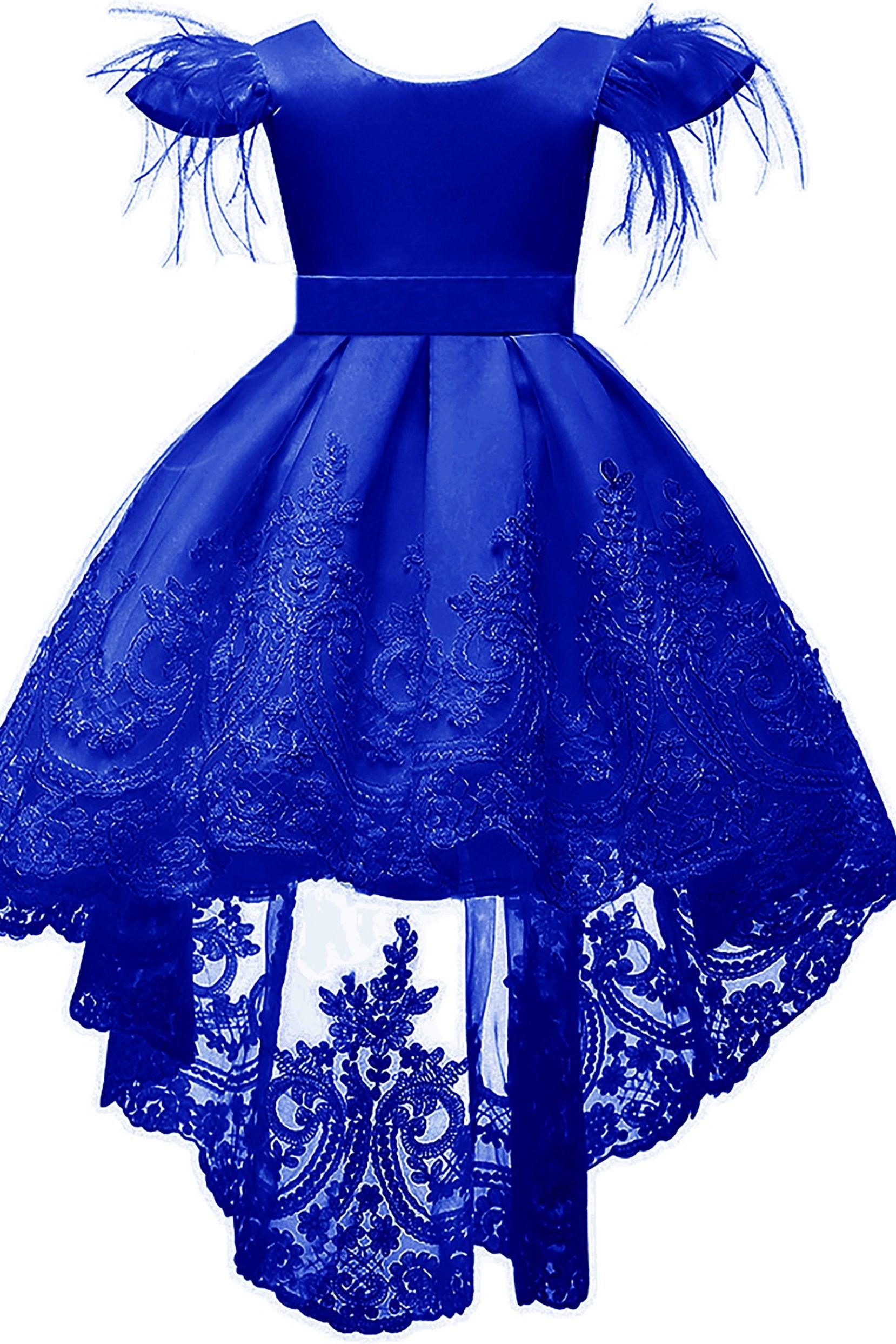 A-Line High-Low Tulle Lace Flower Girl Dress CF0313 - COCOMELODY