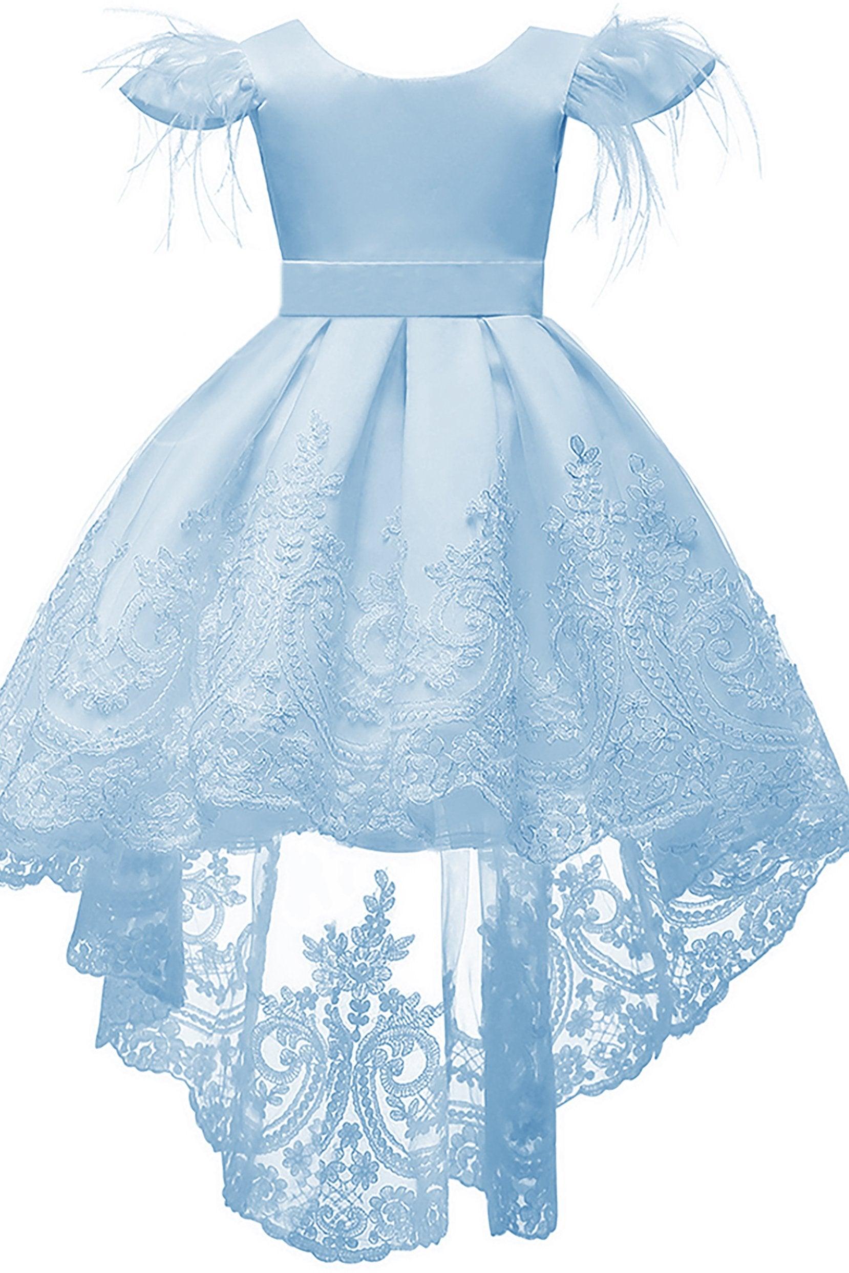 A-Line High-Low Tulle Lace Flower Girl Dress CF0313 - COCOMELODY