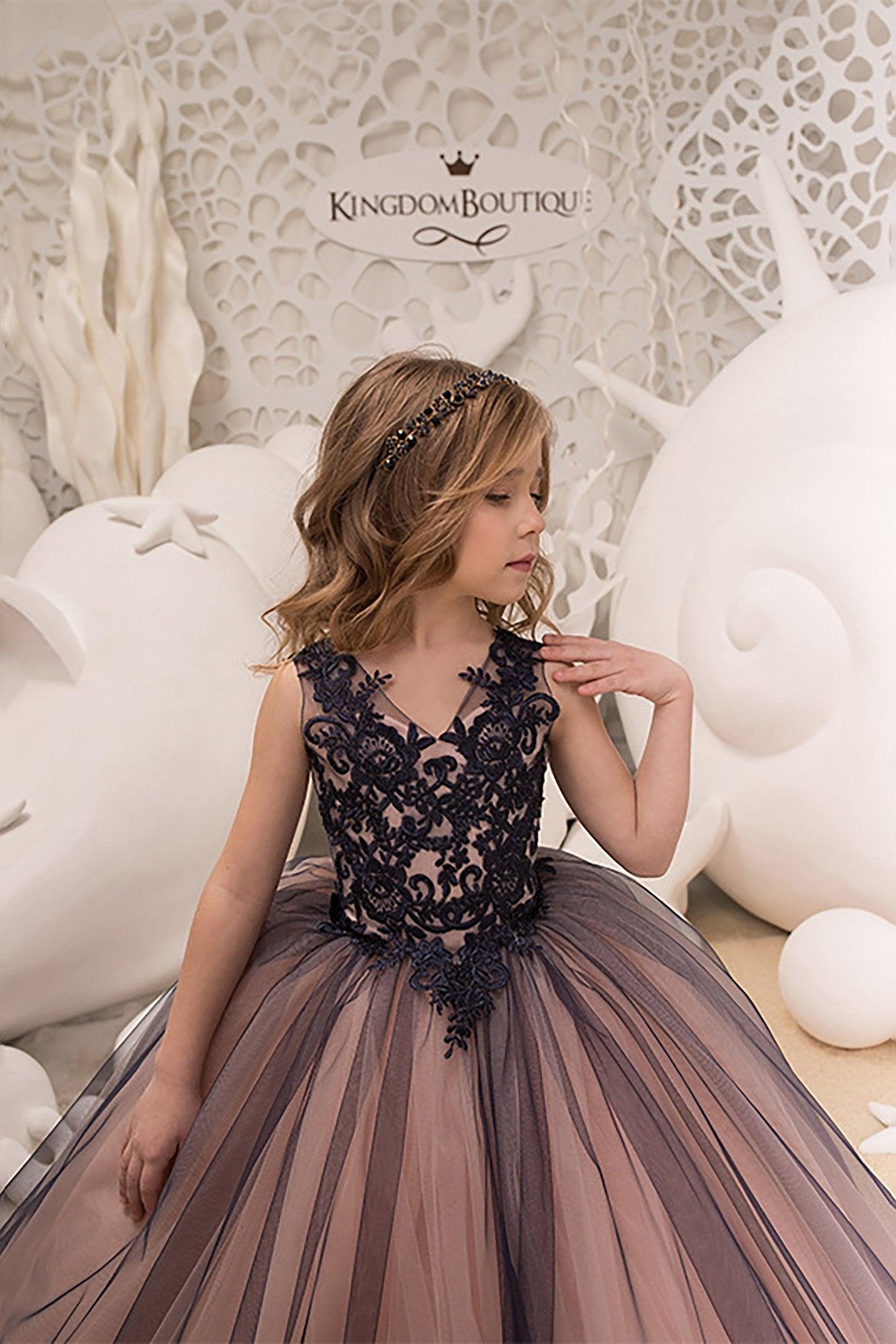 Ball Gown Floor Length Tulle Lace Flower Girl Dress CF0316