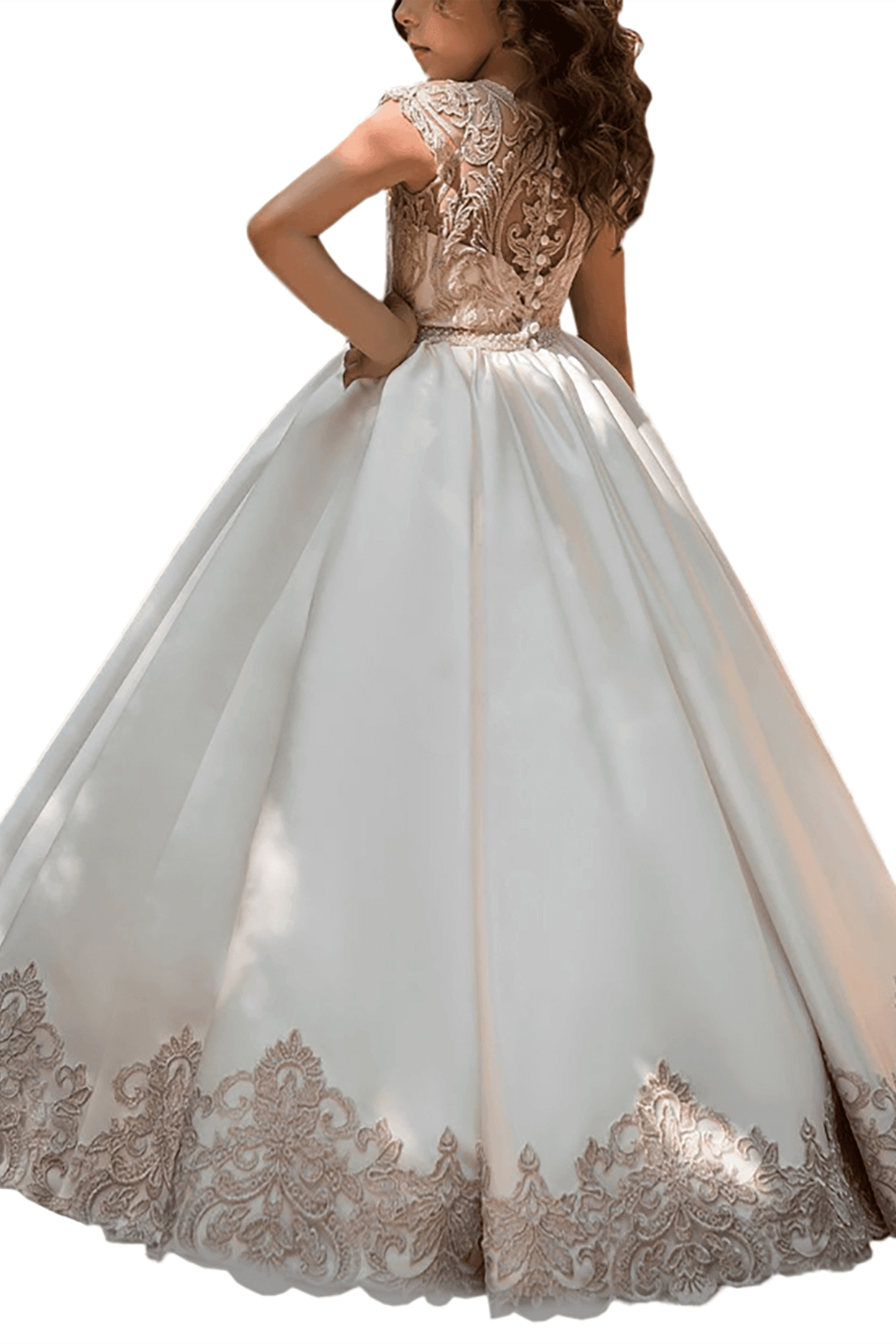 A-Line Floor Length Tulle Lace Flower Girl Dress CF0317 - COCOMELODY