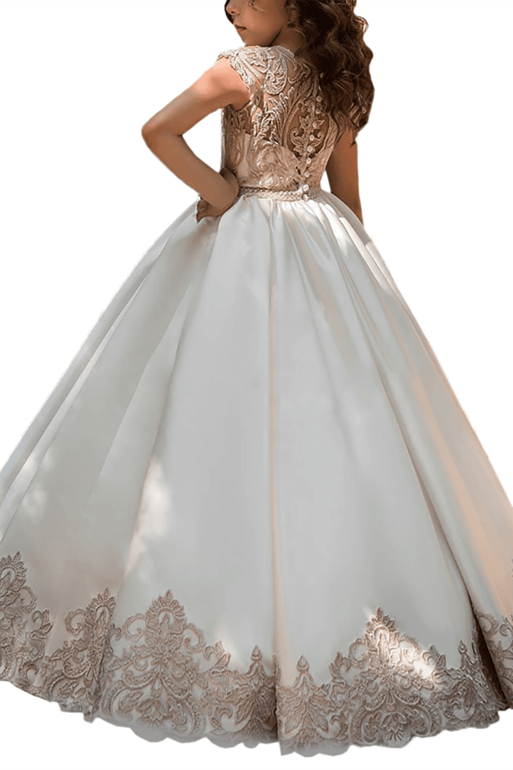 A-Line Floor Length Tulle Lace Flower Girl Dress CF0317 - COCOMELODY
