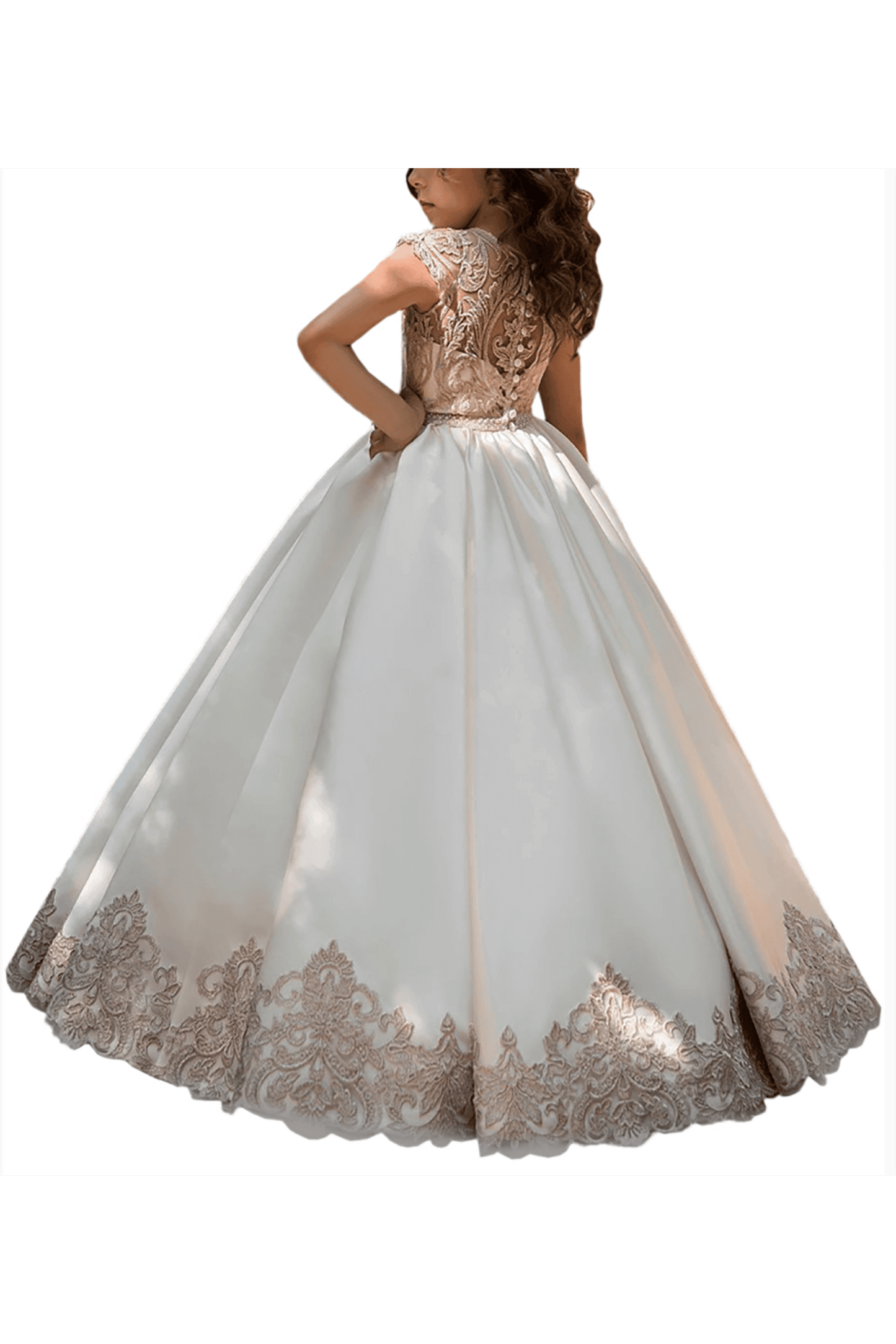 A-Line Floor Length Tulle Lace Flower Girl Dress CF0317 - COCOMELODY