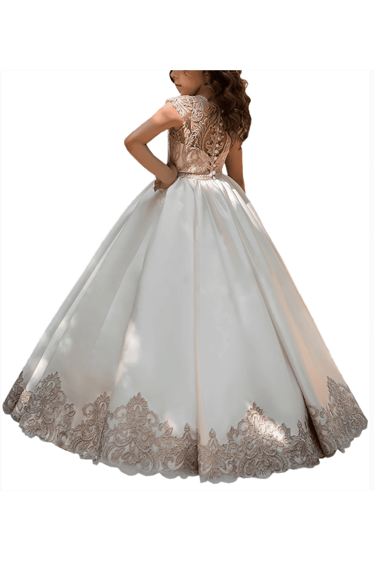 A-Line Floor Length Tulle Lace Flower Girl Dress CF0317