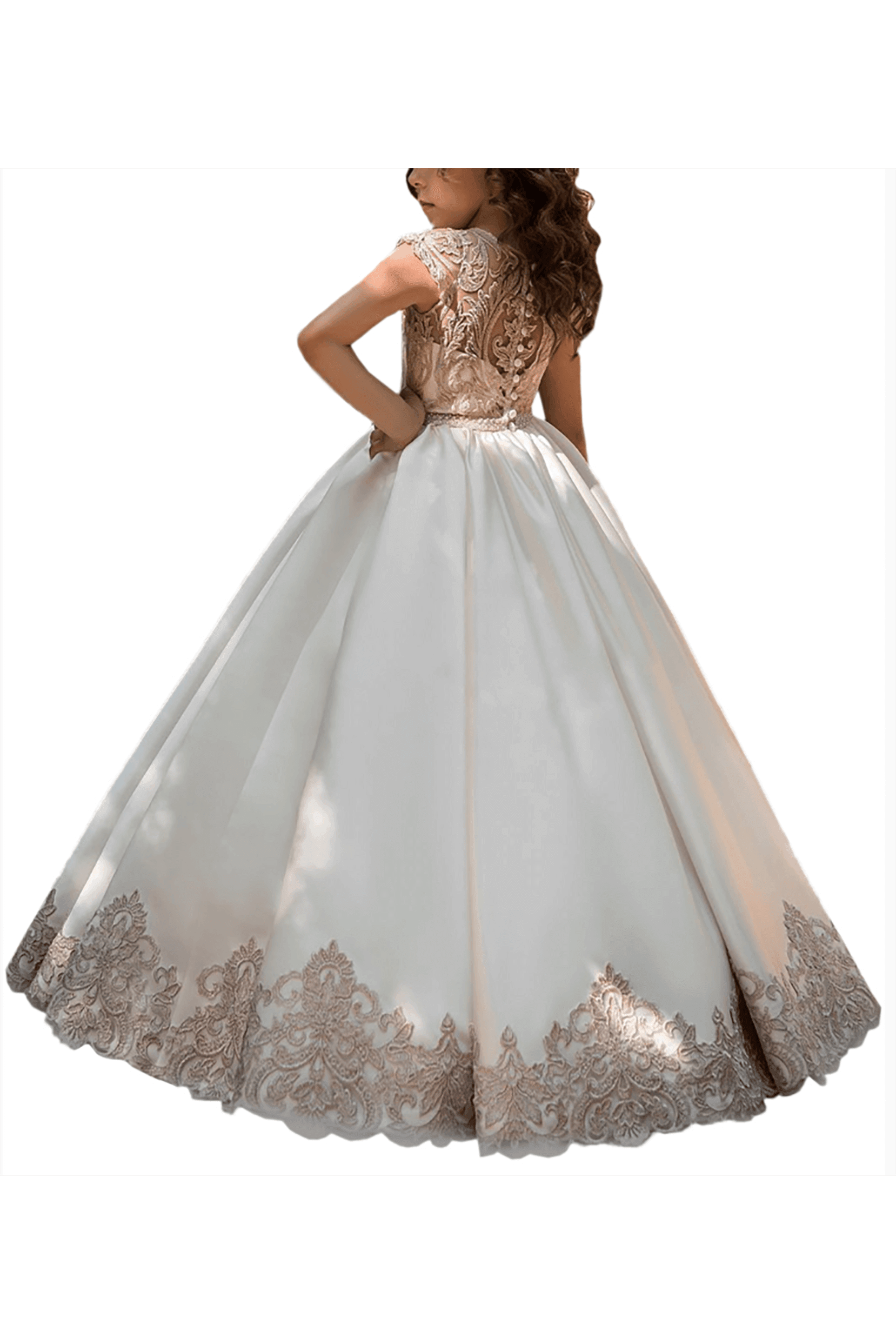 A-Line Floor Length Tulle Lace Flower Girl Dress CF0317 - COCOMELODY