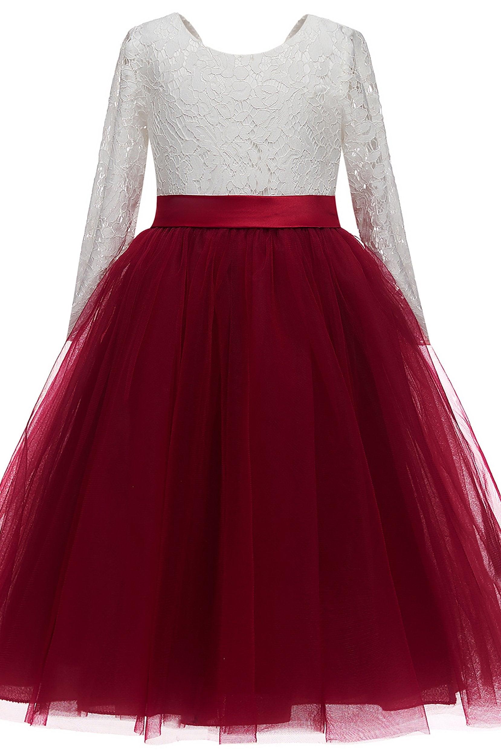 A-Line Tea Length Tulle Lace Flower Girl Dress CF0321 - COCOMELODY