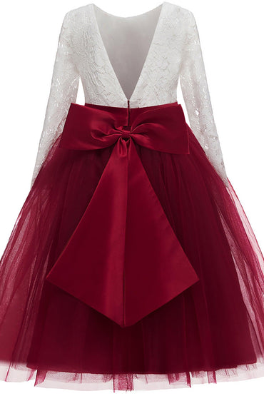 A-Line Tea Length Tulle Lace Flower Girl Dress CF0321 - COCOMELODY