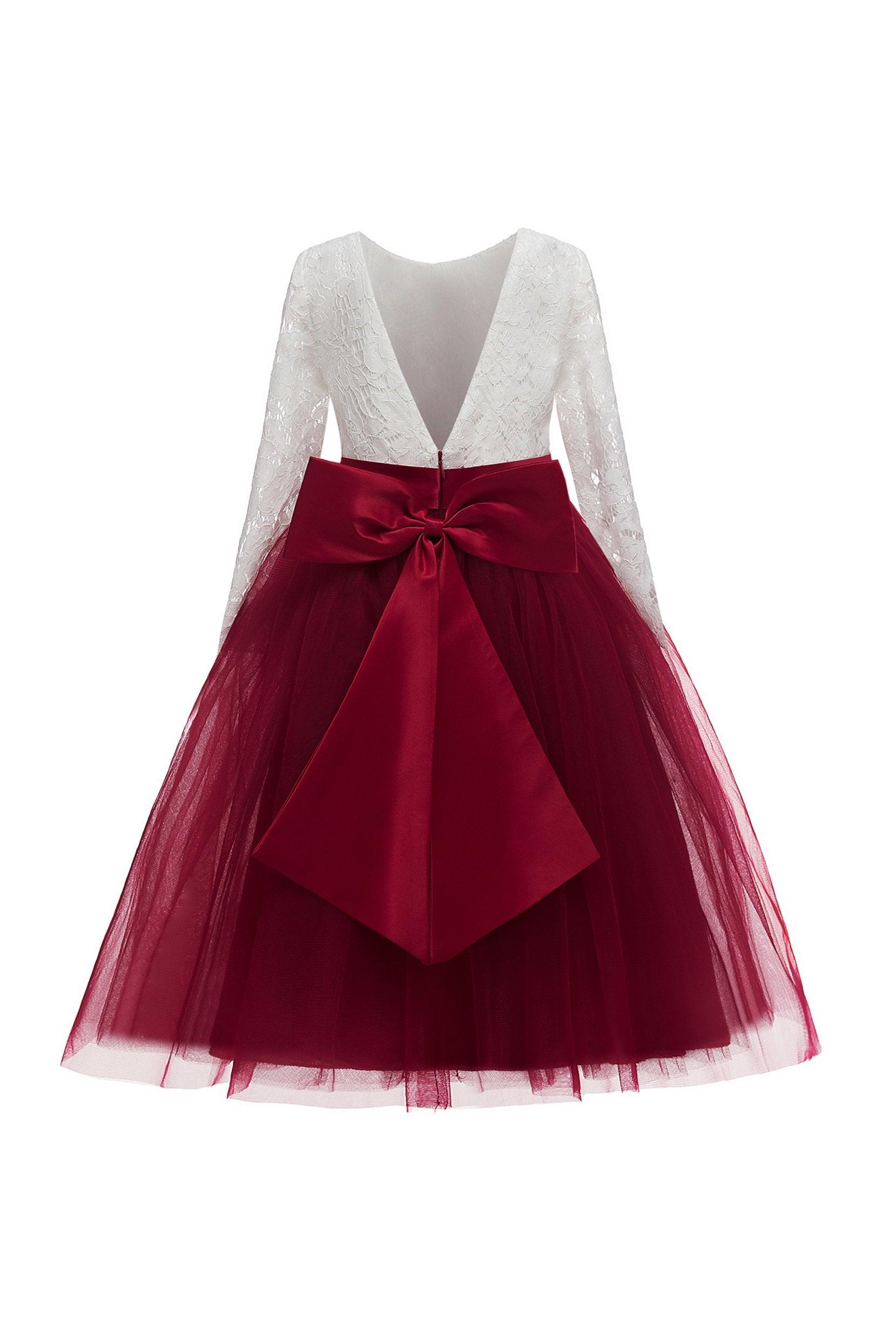A-Line Tea Length Tulle Lace Flower Girl Dress CF0321 - COCOMELODY