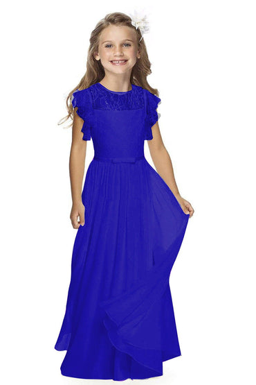 A-Line Floor Length Tulle Lace Flower Girl Dress CF0323