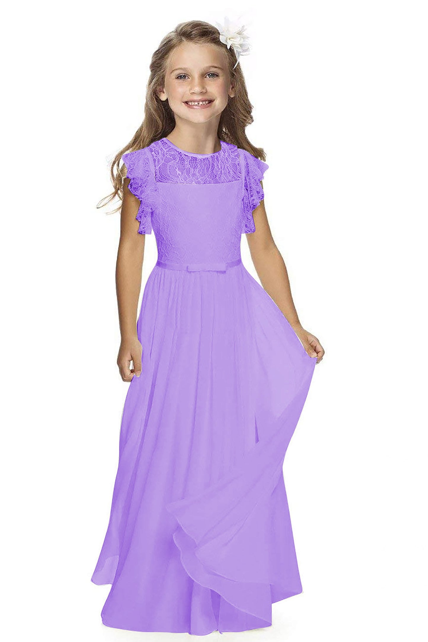 A-Line Floor Length Tulle Lace Flower Girl Dress CF0323