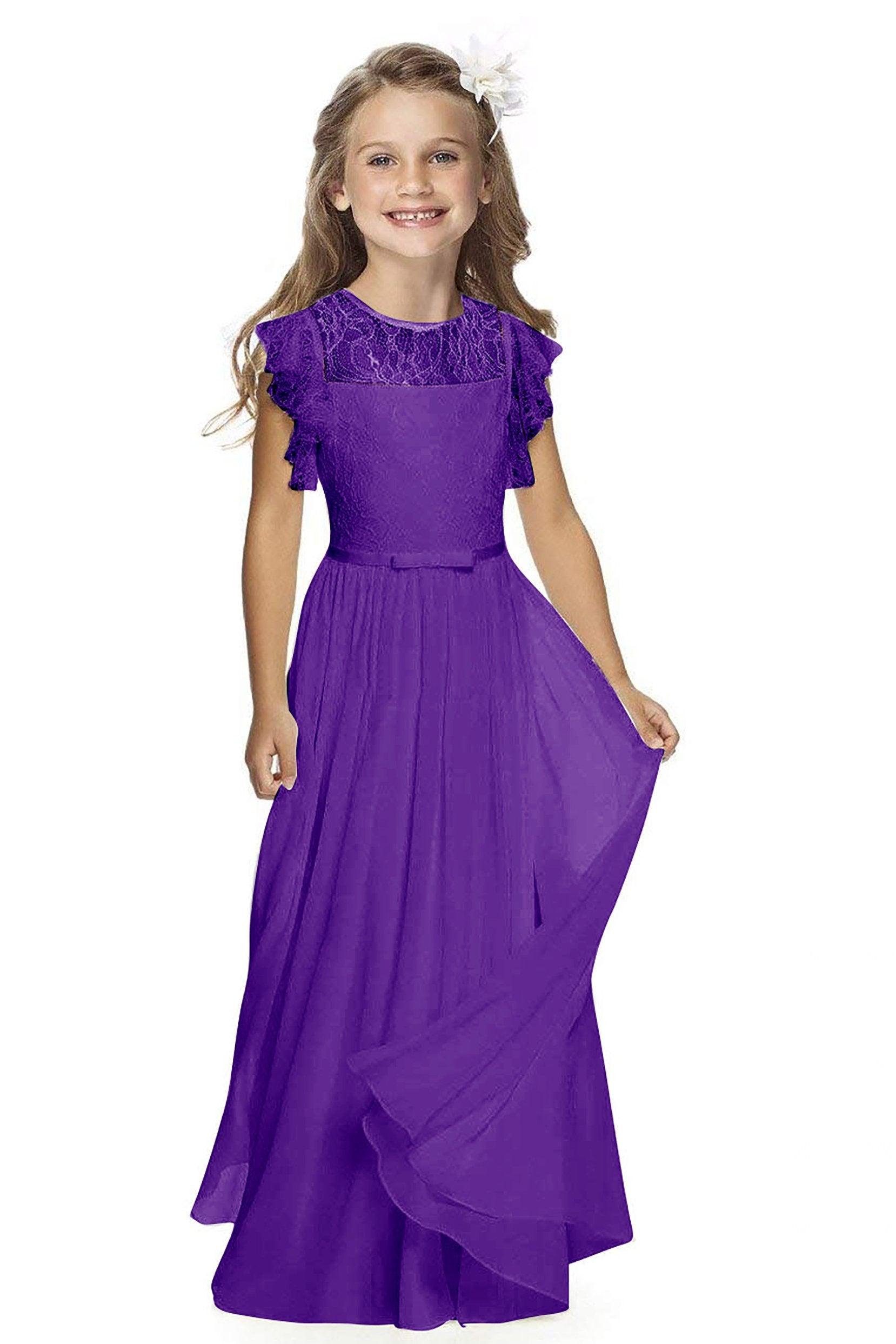 A-Line Floor Length Tulle Lace Flower Girl Dress CF0323 - COCOMELODY