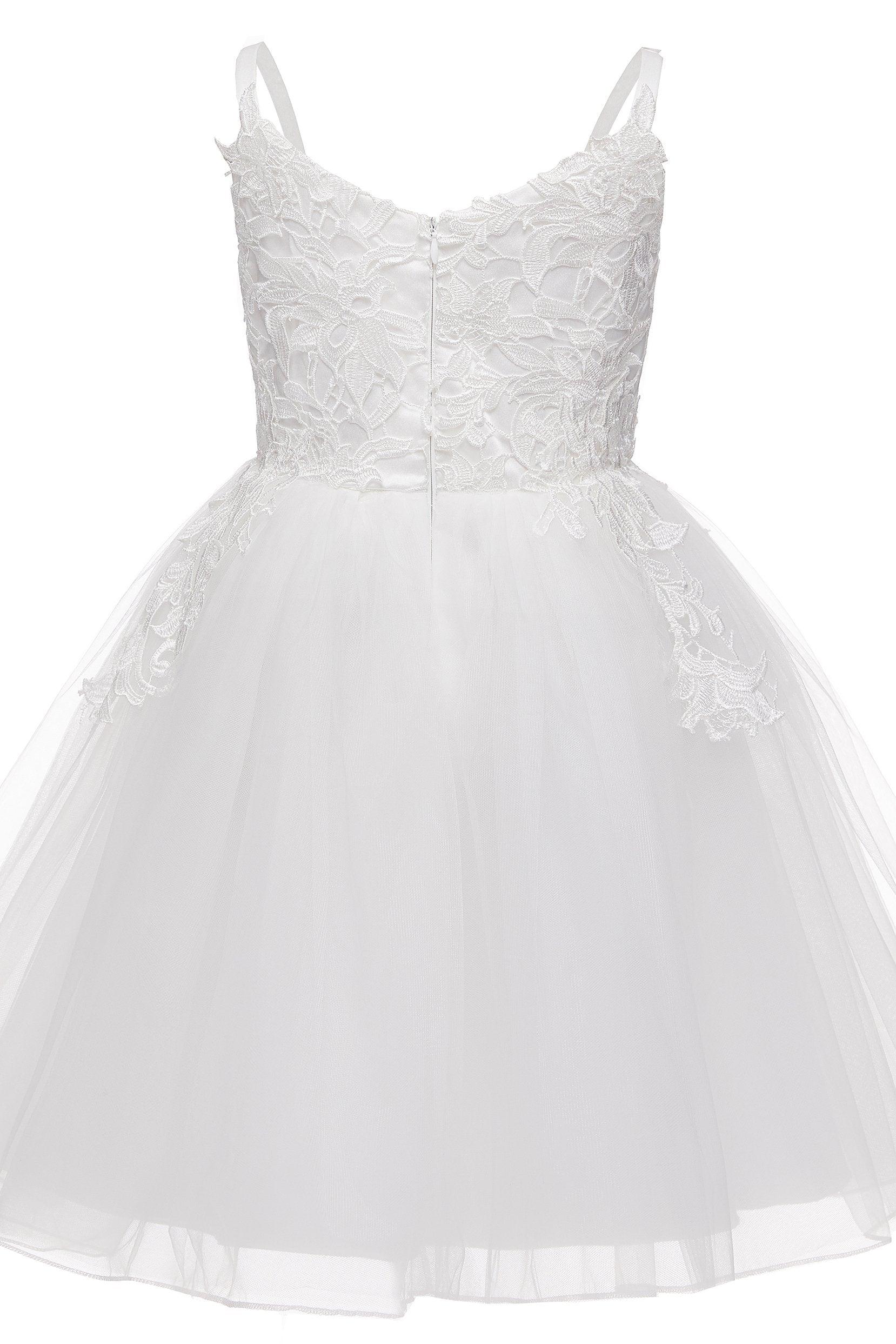 A-Line Knee Length Tulle Lace Flower Girl Dress CF0324 - COCOMELODY