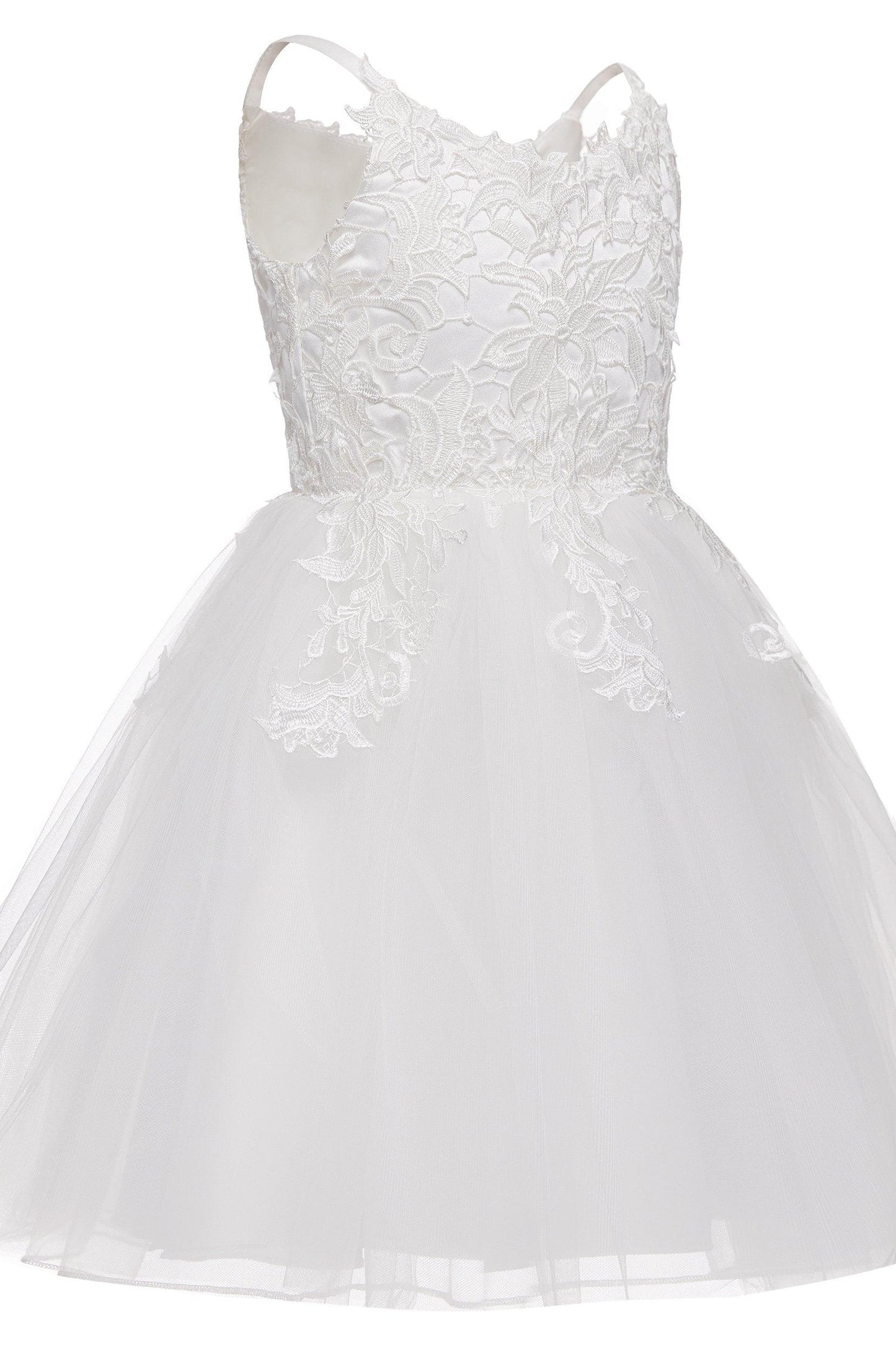 A-Line Knee Length Tulle Lace Flower Girl Dress CF0324 - COCOMELODY