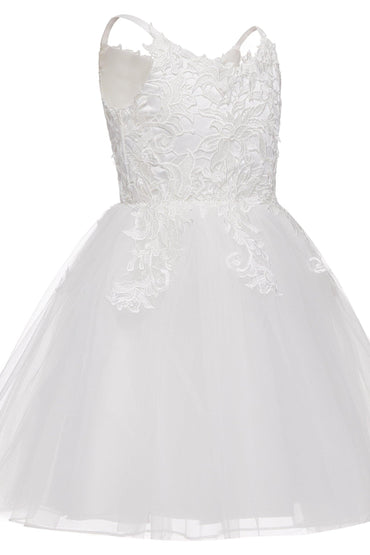 A-Line Knee Length Tulle Lace Flower Girl Dress CF0324