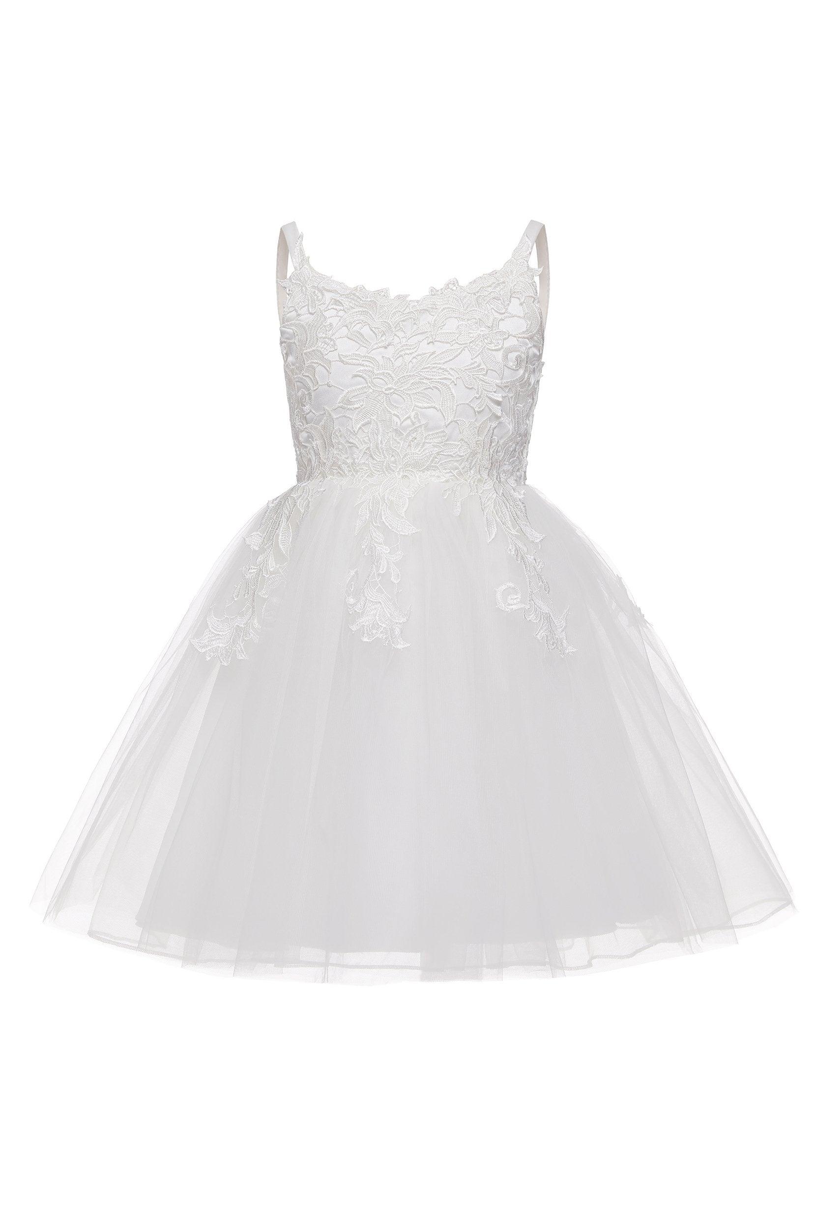 A-Line Knee Length Tulle Lace Flower Girl Dress CF0324 - COCOMELODY