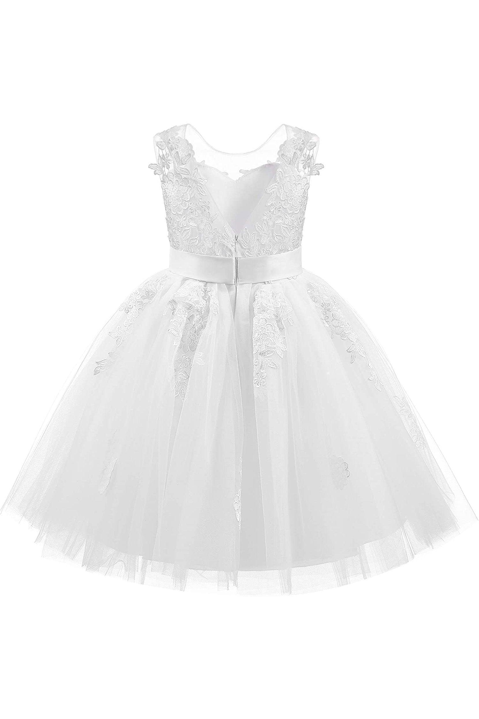 A-Line Knee Length Tulle Lace Flower Girl Dress CF0325 - COCOMELODY