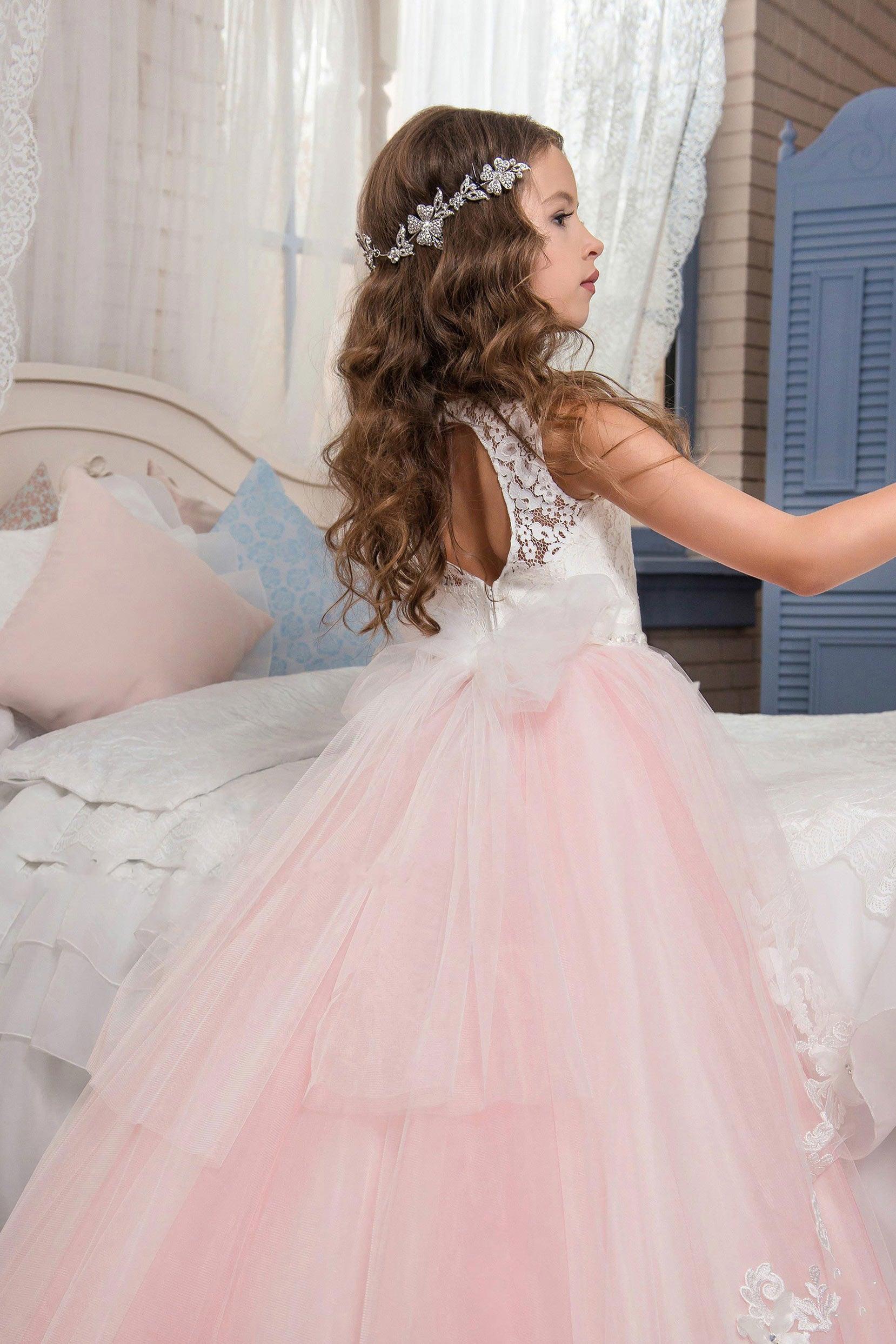 Ball Gown Floor Length Tulle Lace Flower Girl Dress CF0326 - COCOMELODY