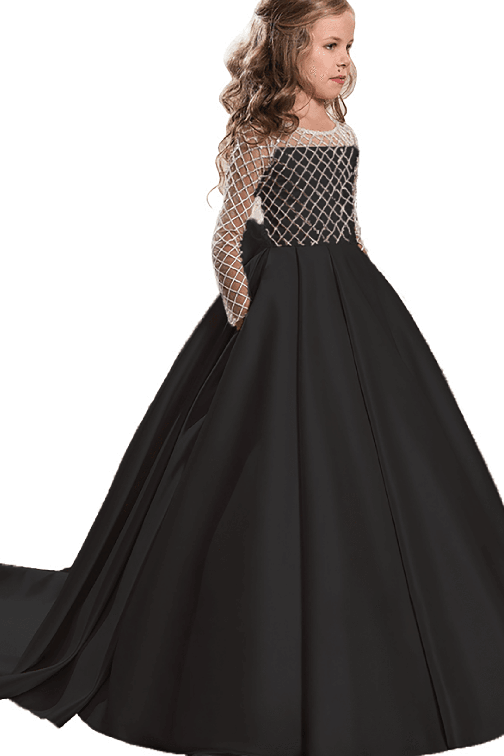A-Line Floor Length Satin Flower Girl Dress CF0327 - COCOMELODY