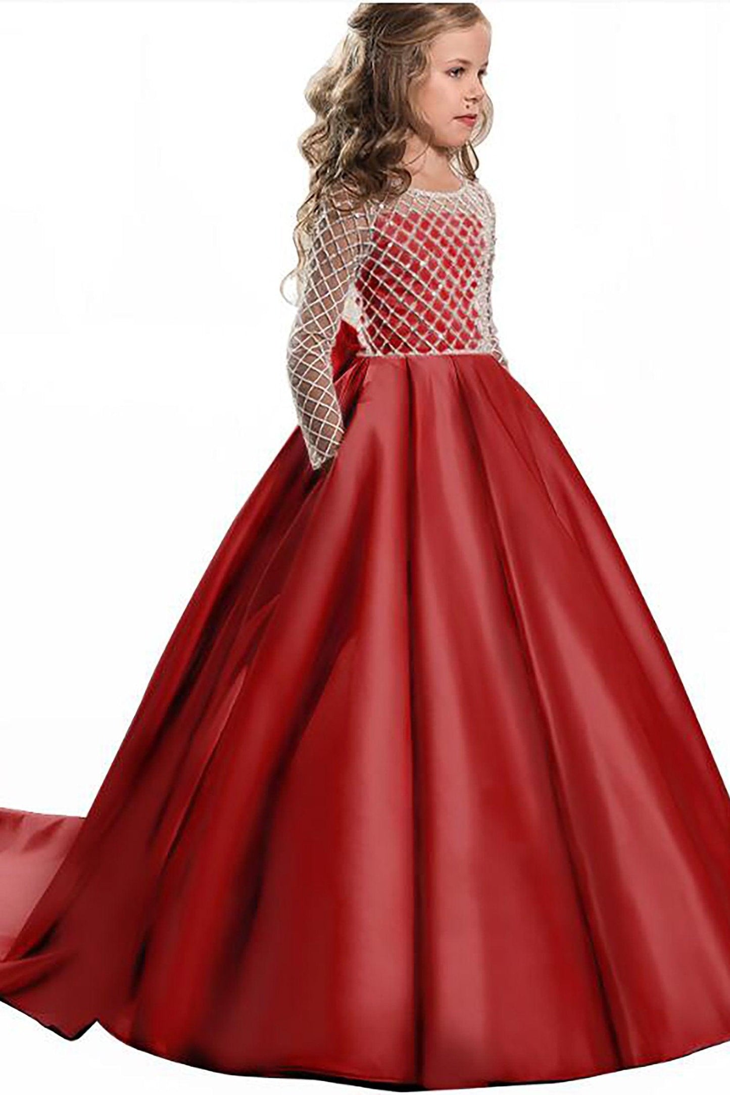 A-Line Floor Length Satin Flower Girl Dress CF0327