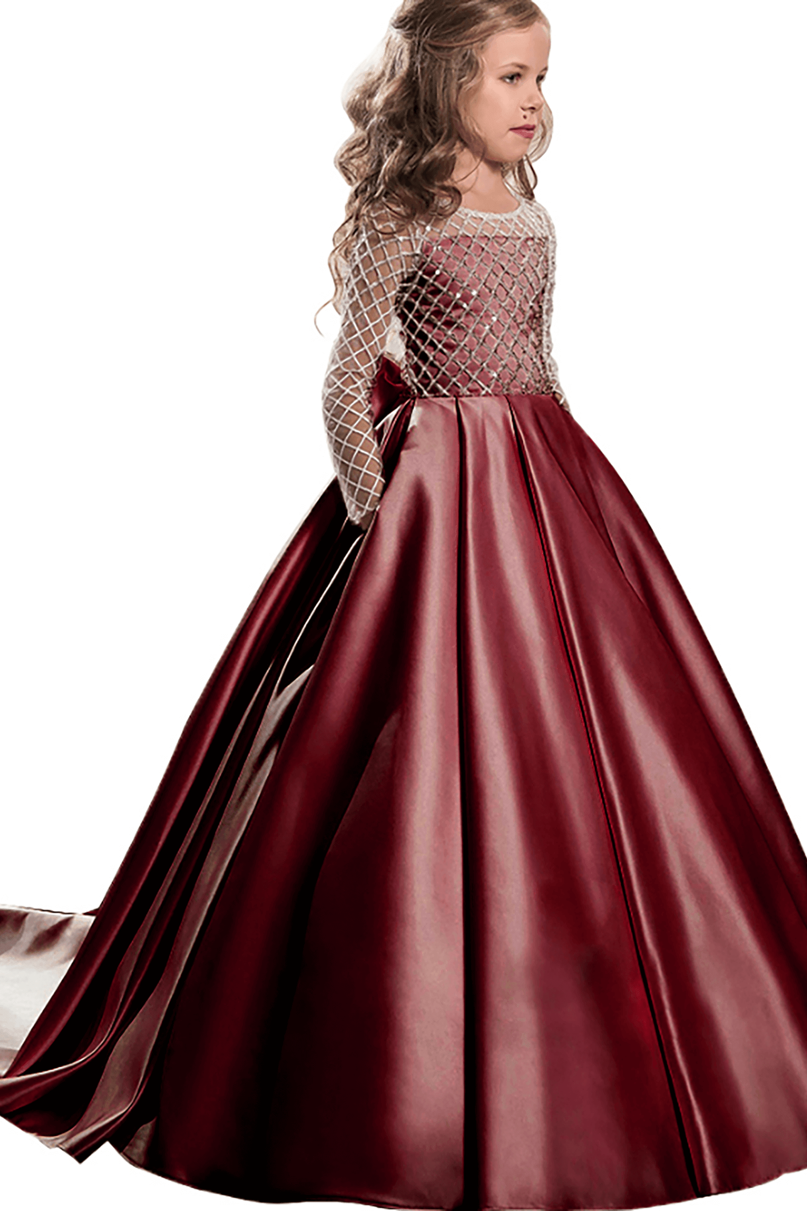 A-Line Floor Length Satin Flower Girl Dress CF0327 - COCOMELODY