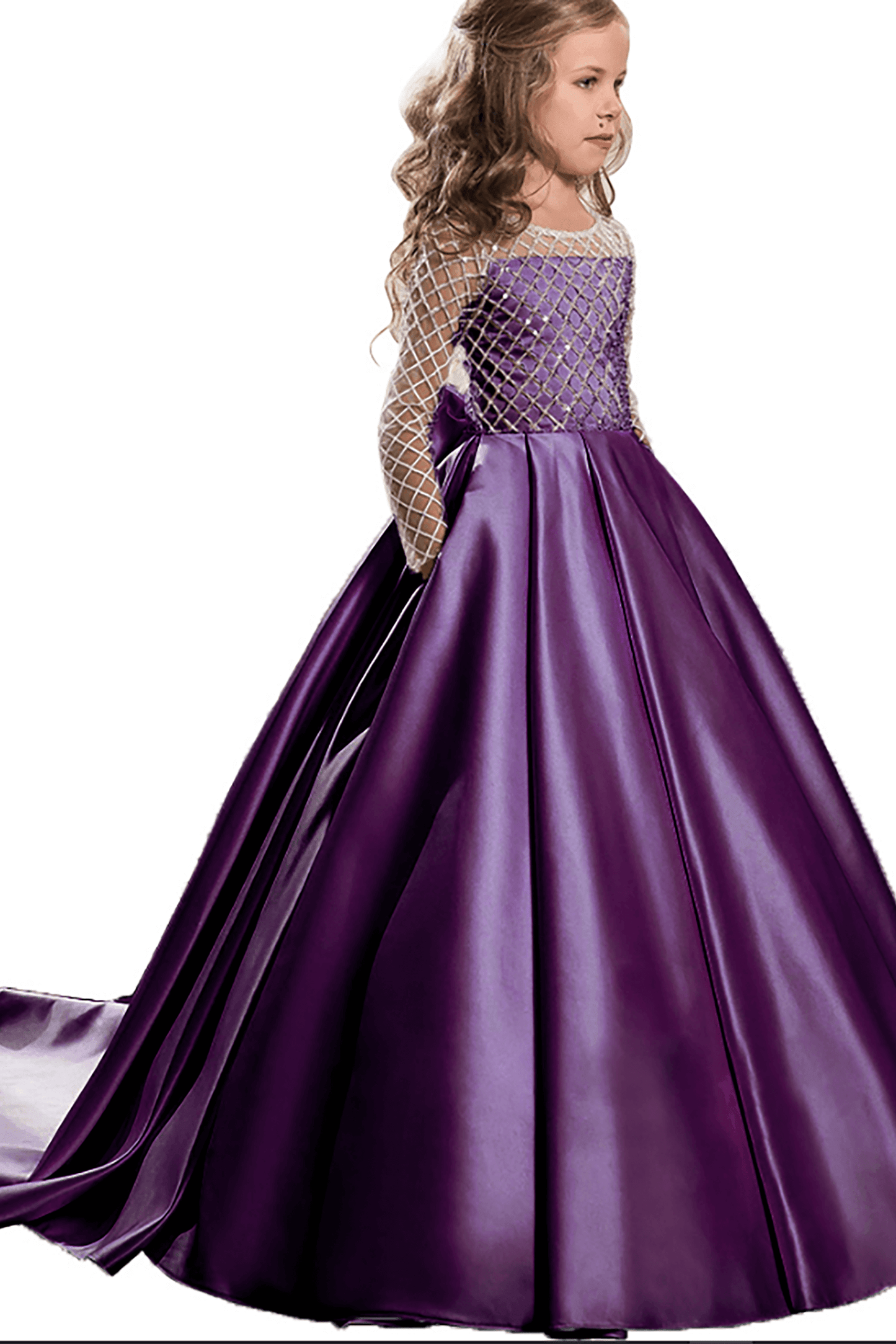 A-Line Floor Length Satin Flower Girl Dress CF0327 - COCOMELODY