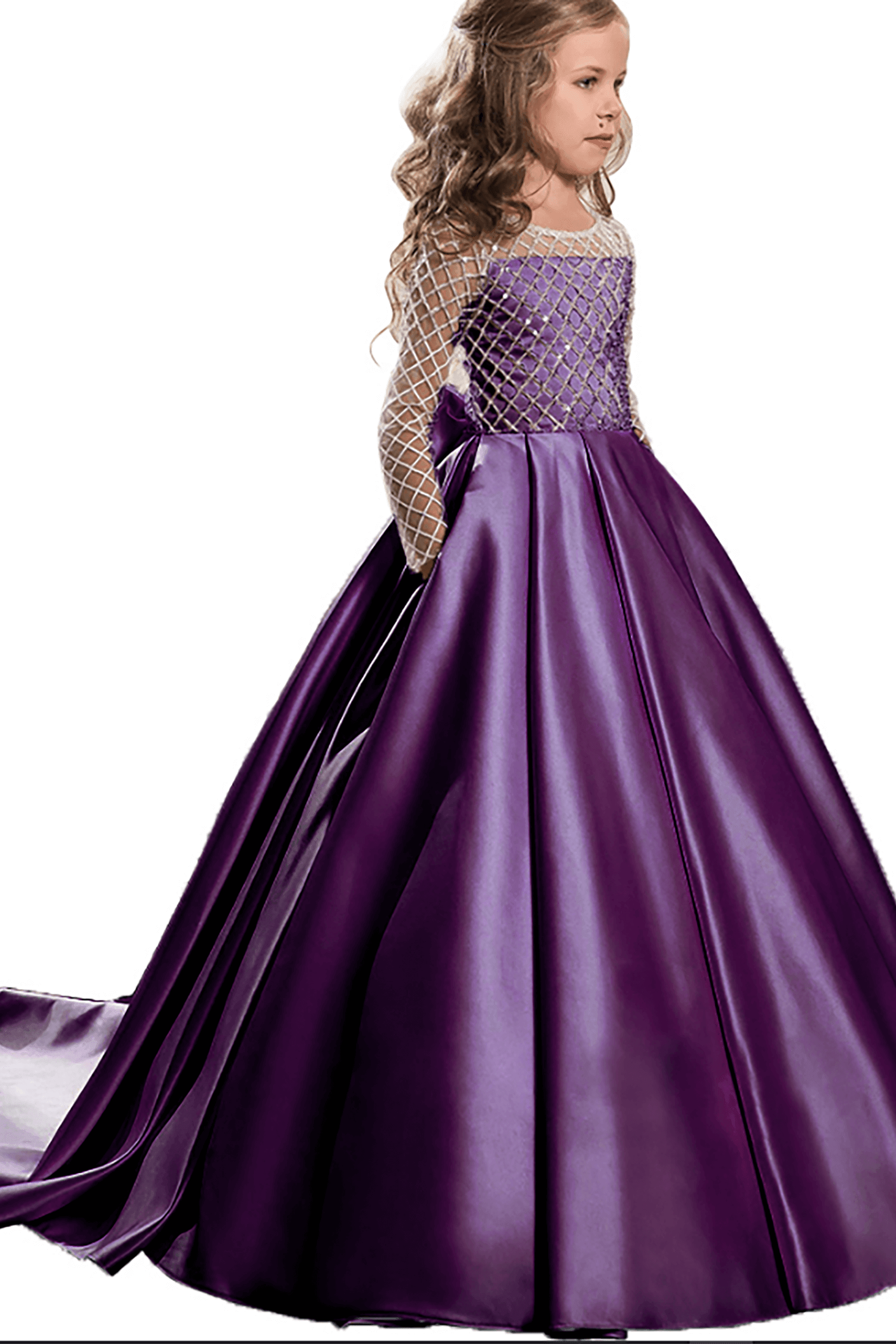 A-Line Floor Length Satin Flower Girl Dress CF0327 - COCOMELODY