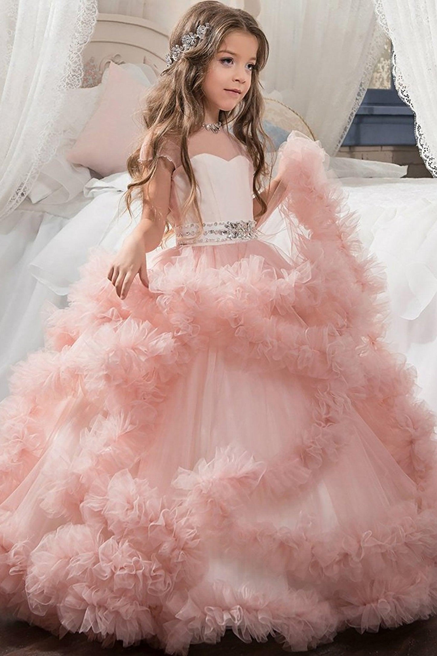 Ball Gown Floor Length Tulle Flower Girl Dress CF0328